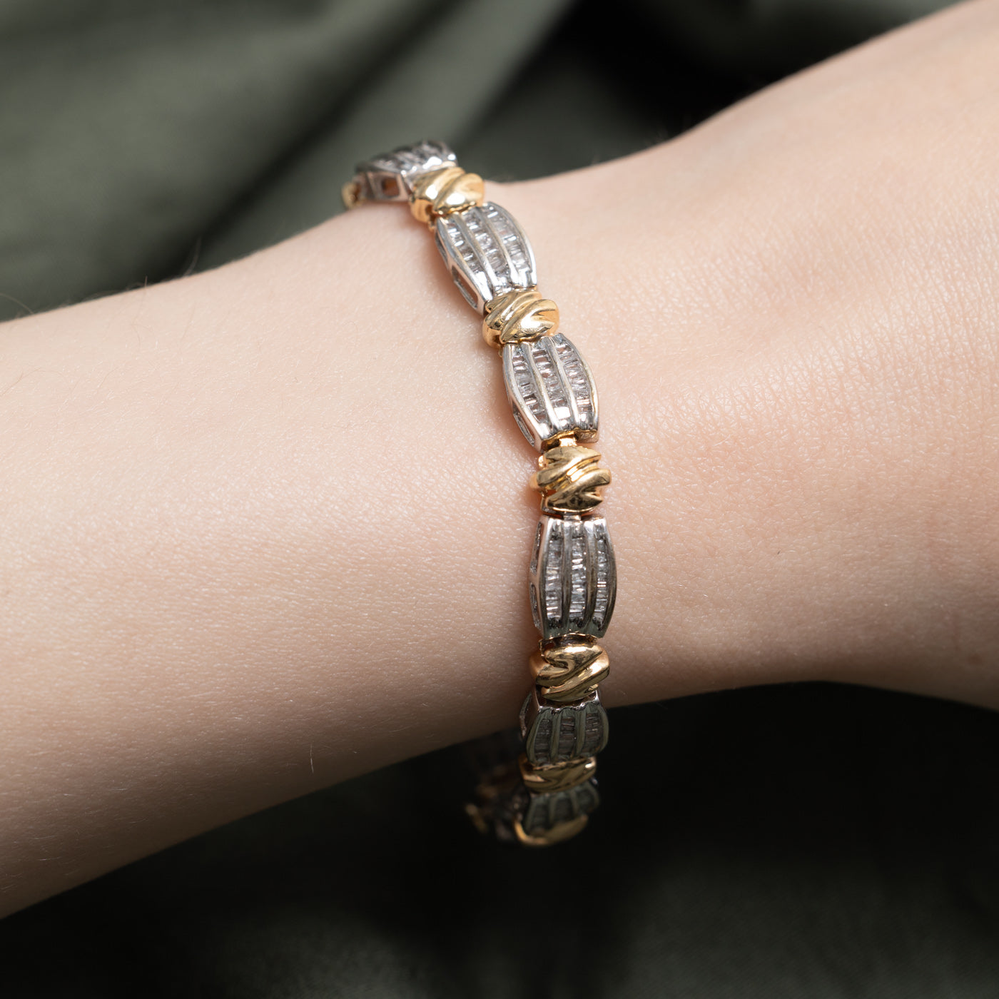 Two Tone Multi Row Diamond Tennis Bracelet | 2.10ctw | 6.75"