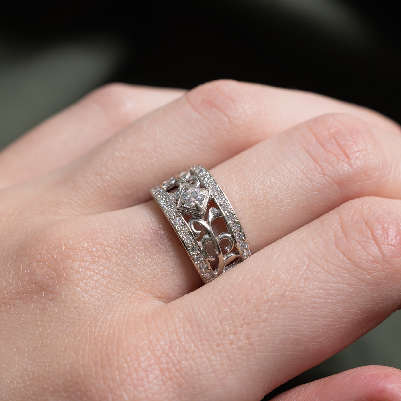 Diamond Scrollwork Wide Band | 0.5ctw | SZ 6.75 |