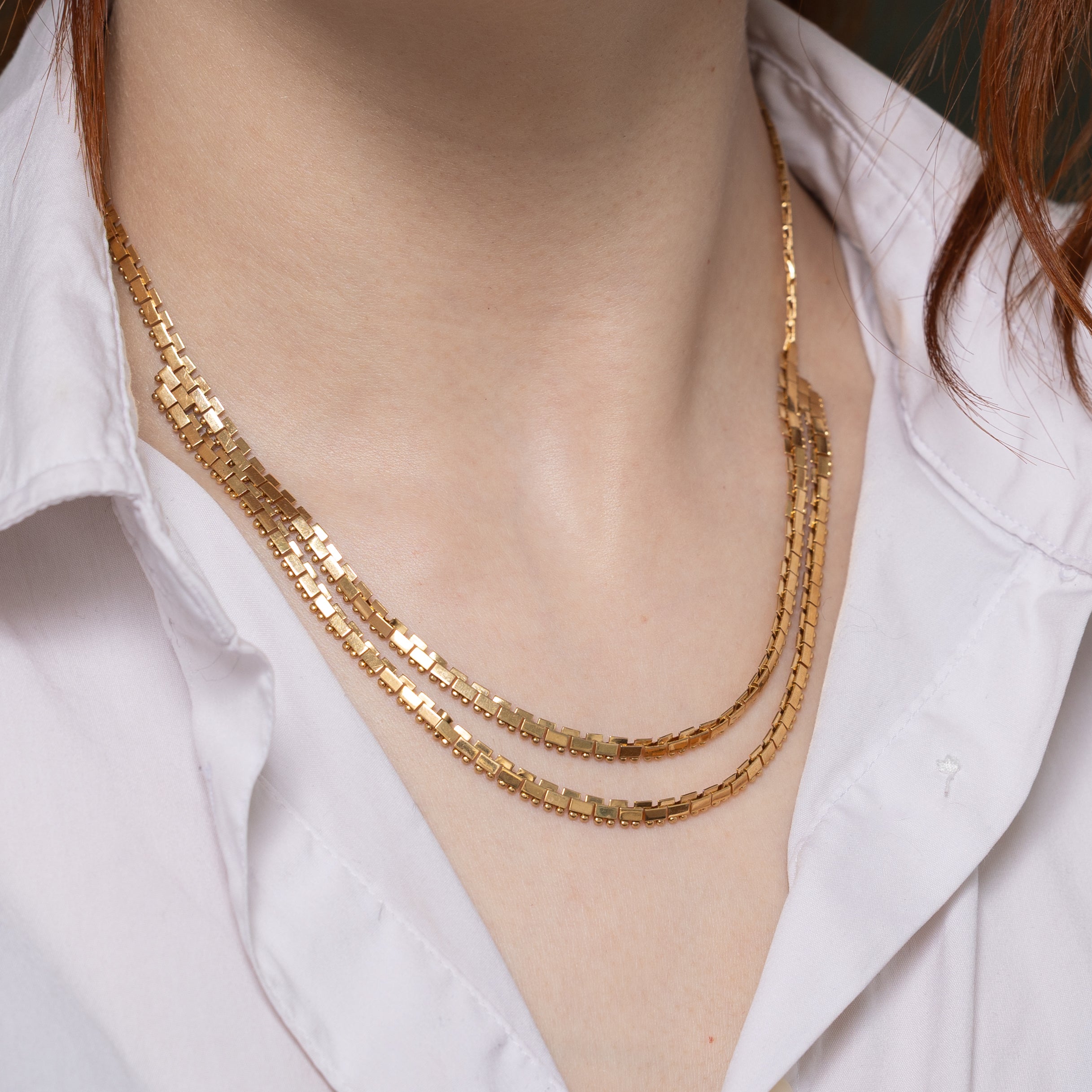 18k Yellow Gold Tiered Chain | 17"