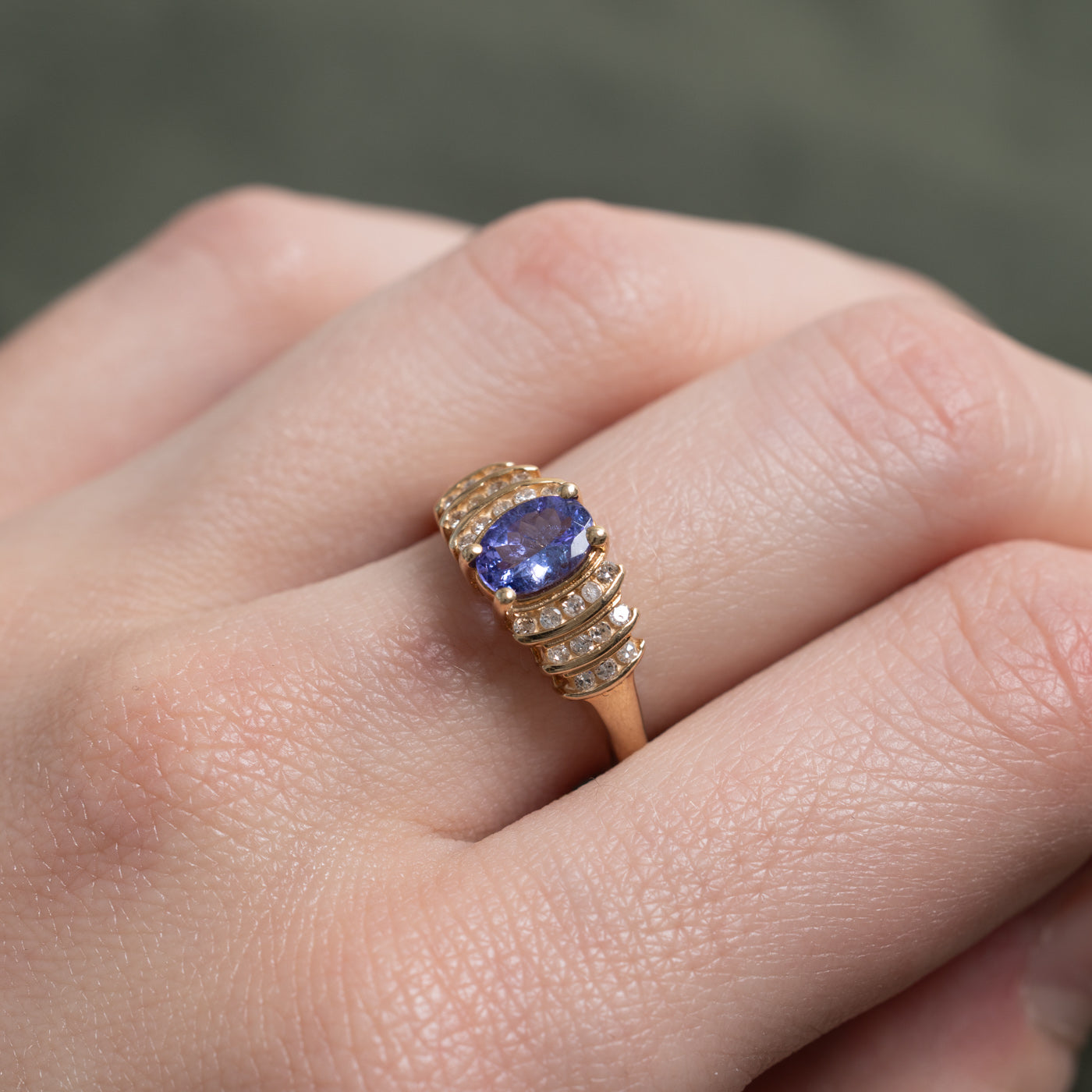 Tanzanite & Diamond Multi Column Ring | 0.6ct, 0.24ctw | SZ 7.0 |