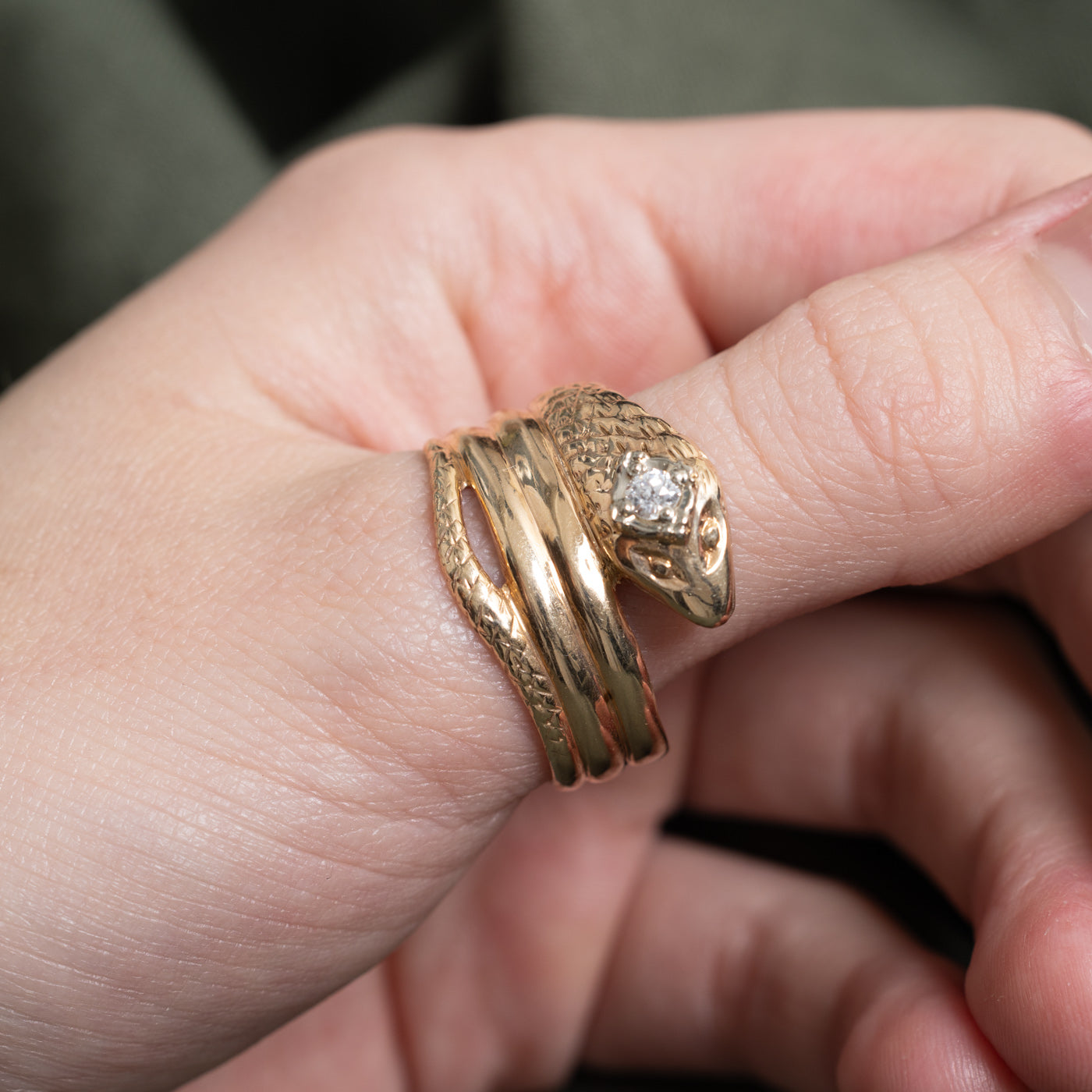 Diamond Textured Snake Ring | 0.16ct | SZ 13.0 |