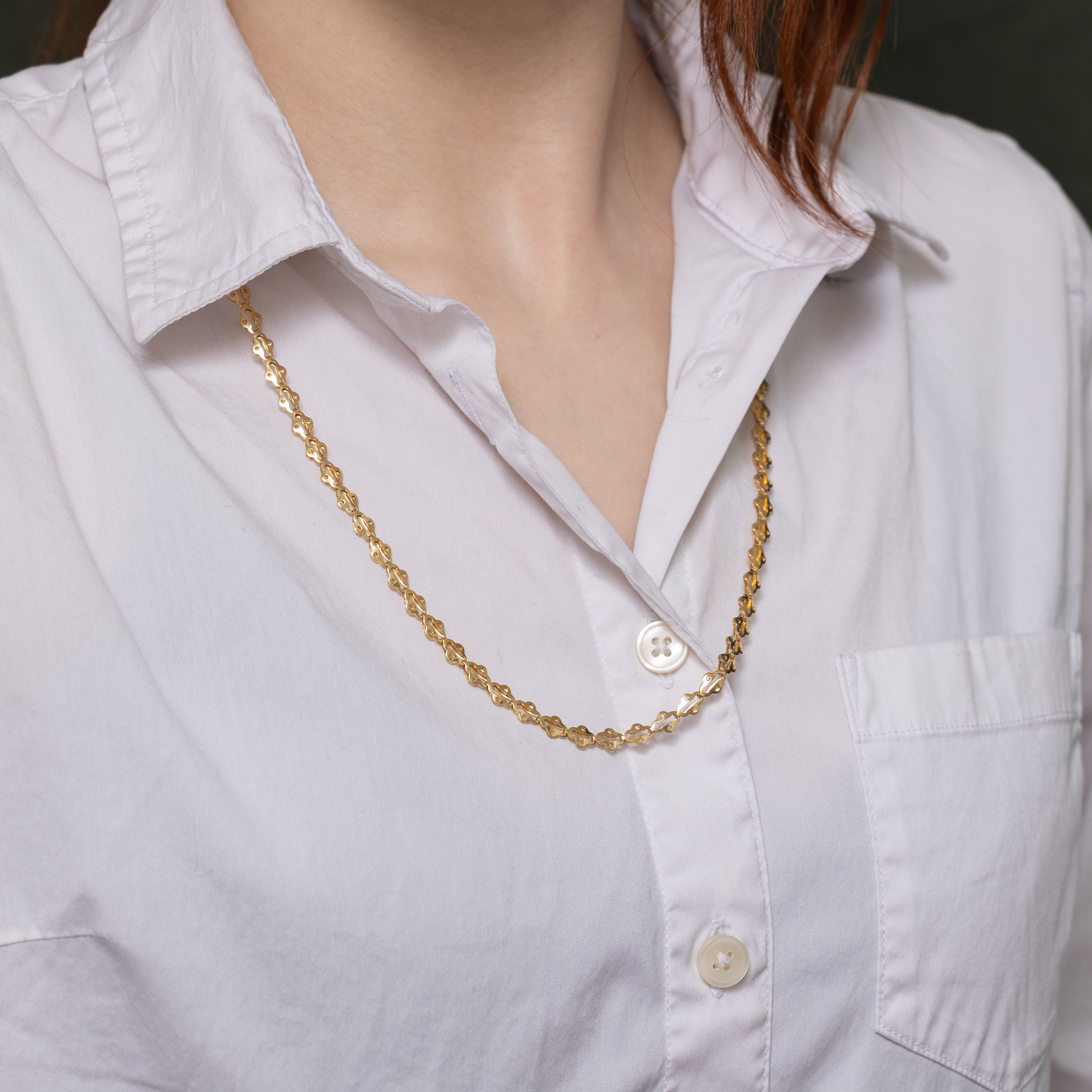 18k Yellow Gold Modified Flat Link Chain | 24"