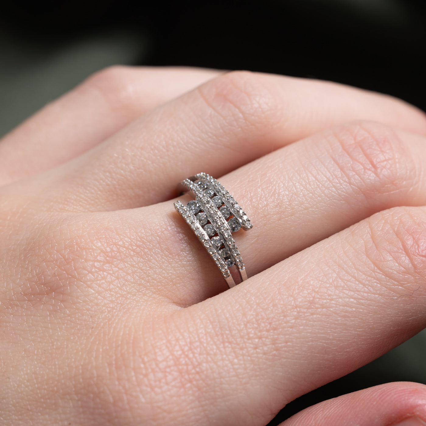 Multi Row Diamond Bypass Ring | 0.27ctw | SZ 7.5 |