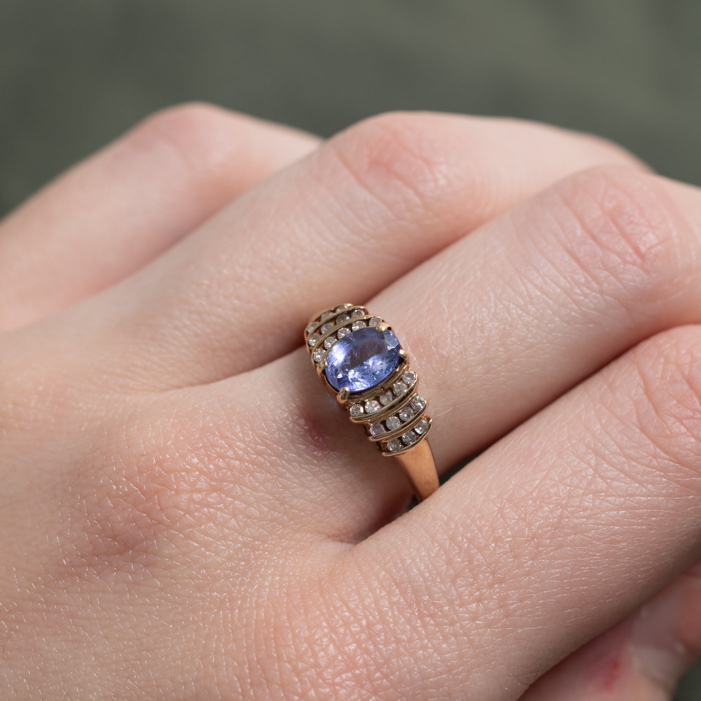 Tanzanite & Diamond Multi Column Ring | 0.6ct, 0.24ctw | SZ 7.0 |