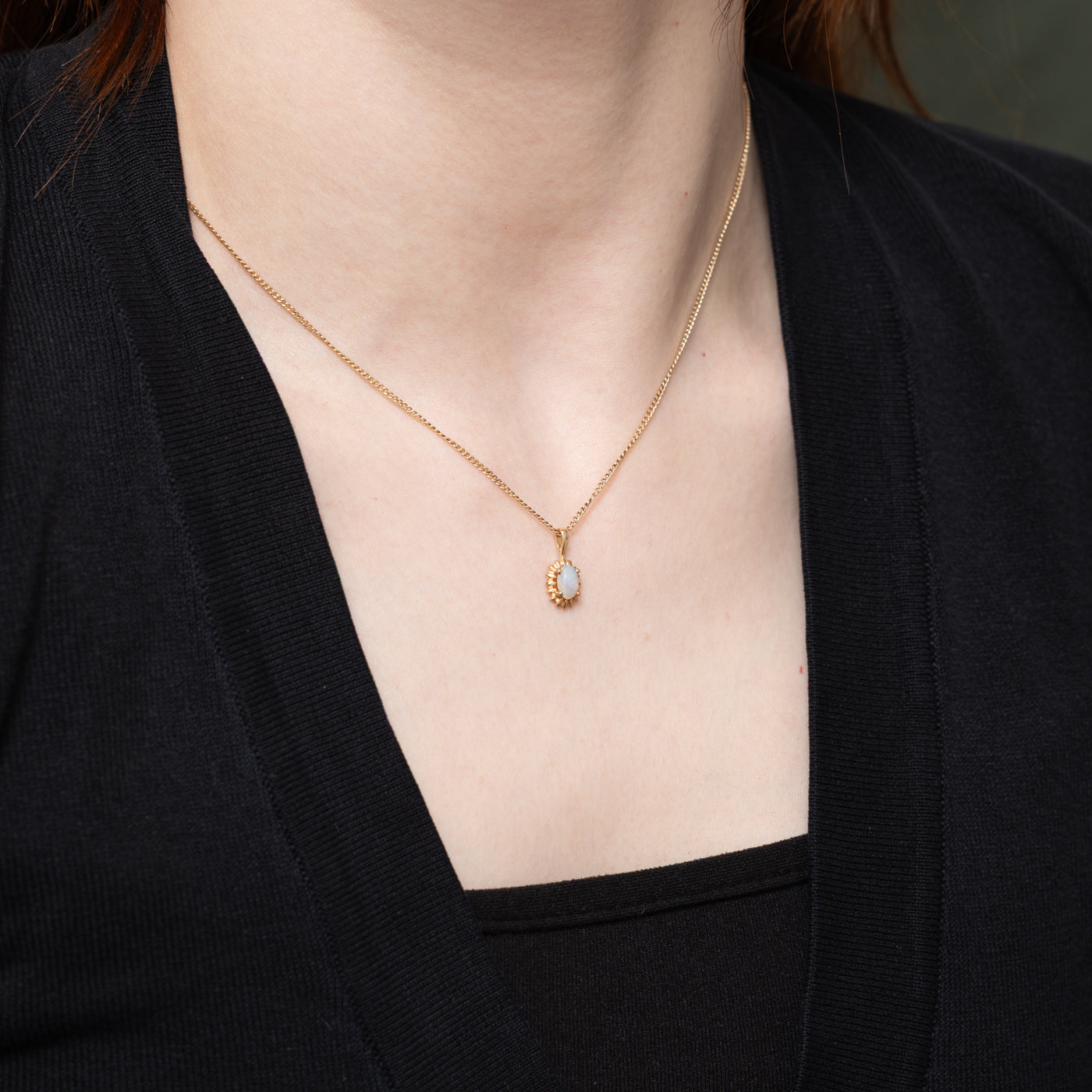 Oval Cut Opal Floral Pendant