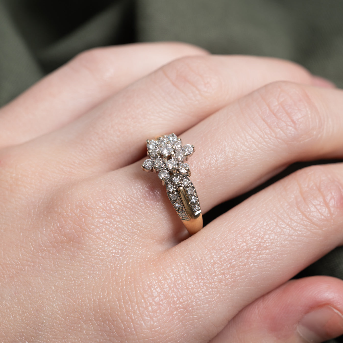 Diamond Petal Cluster Floral Ring | 0.6ctw | SZ 7.25 |