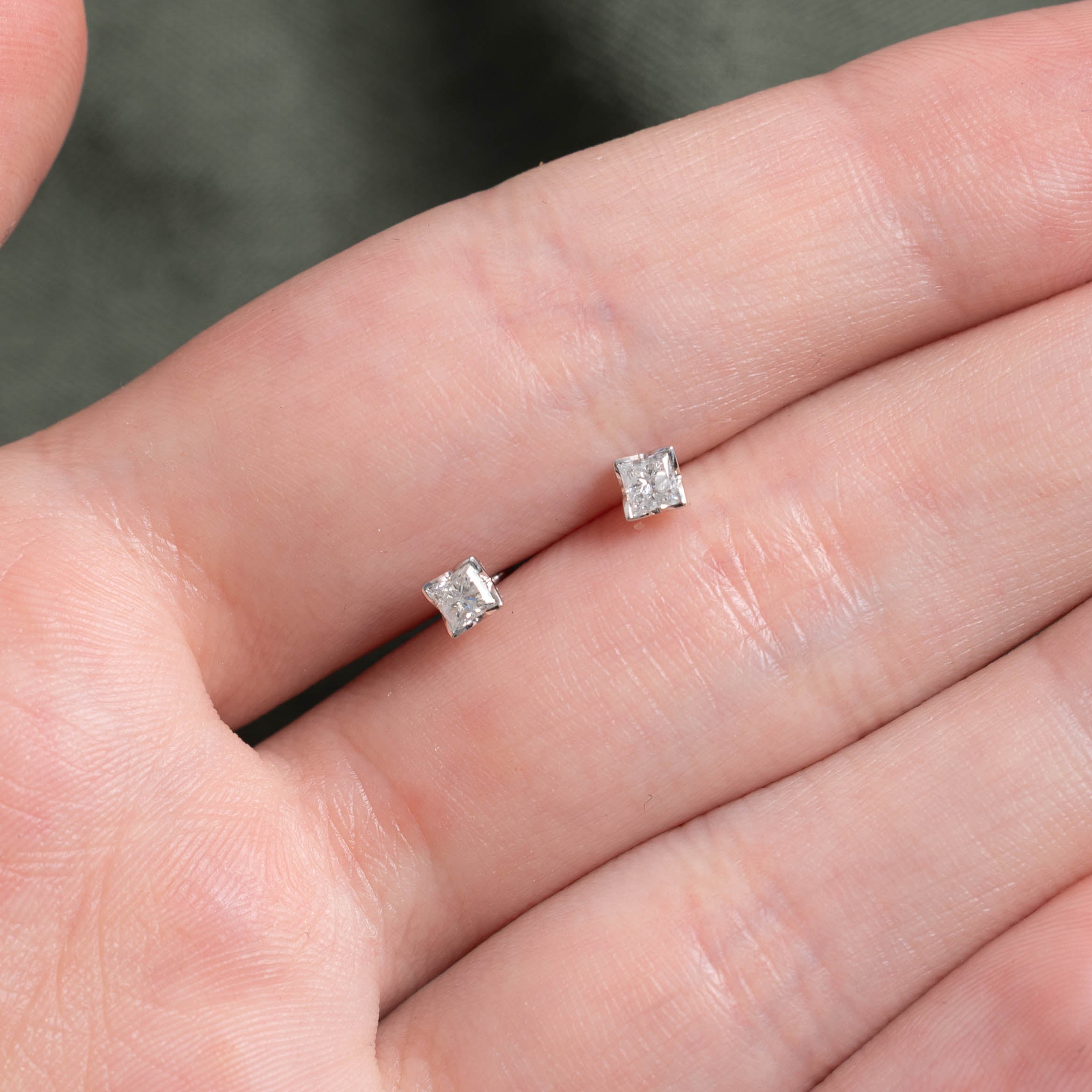14k Princess Cut Diamond Studs | 0.38ctw