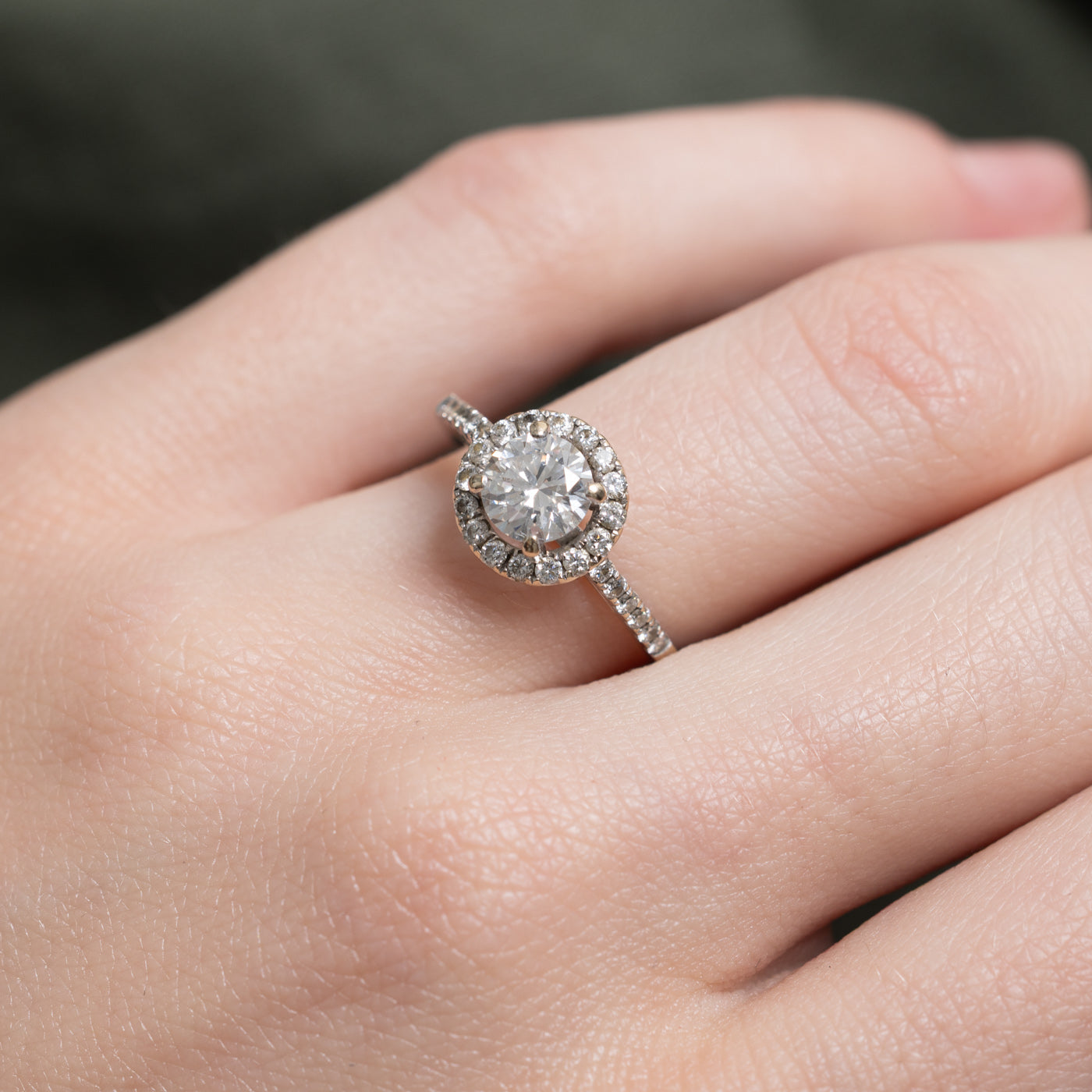 Diamond Halo Engagement Ring | 0.75ct S12 G, 0.31ctw | SZ 5.0 |