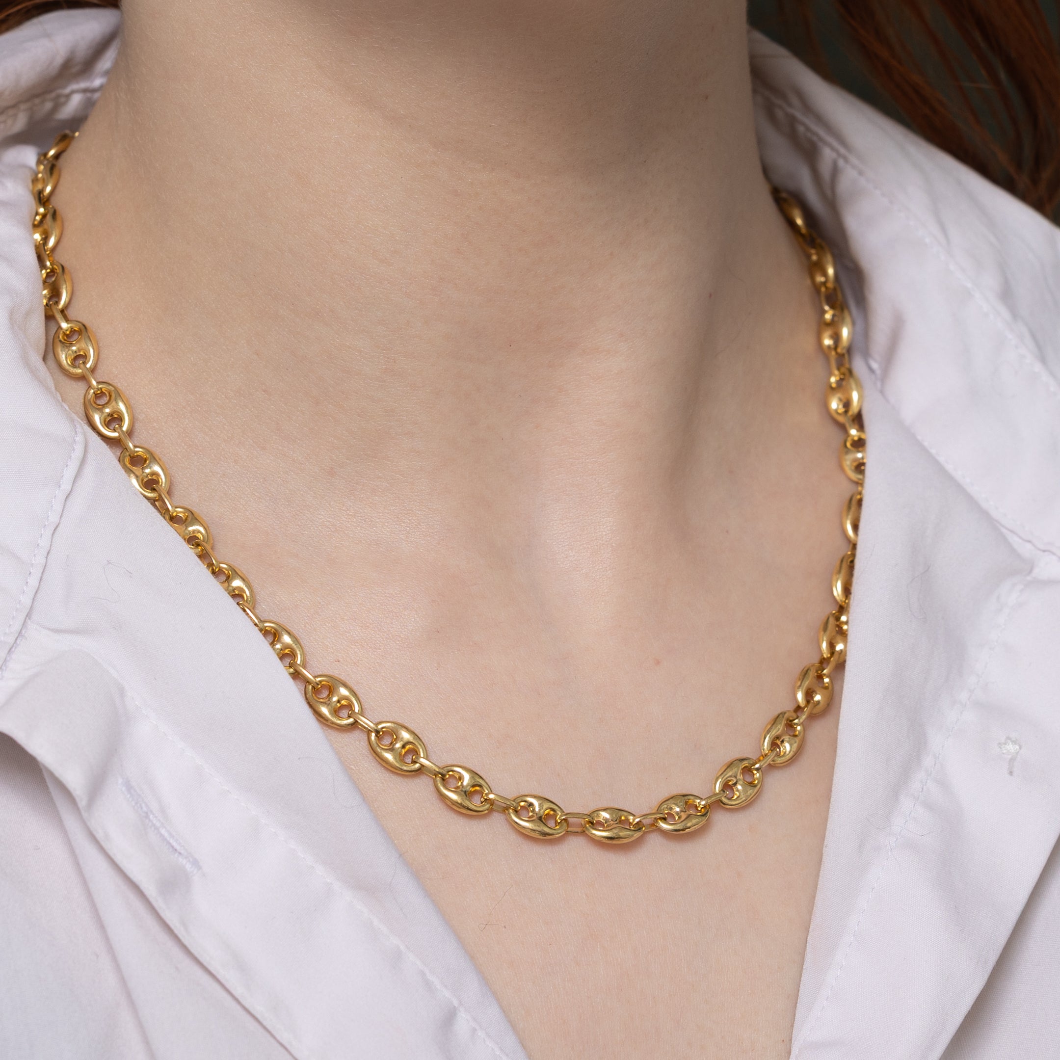 18k Yellow Gold Puffed Anchor Chain | 18"