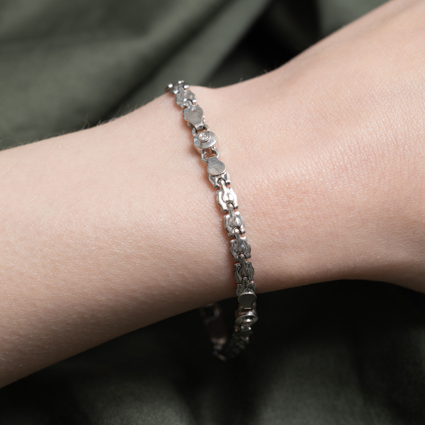 Three Stone Diamond Fancy Link Bracelet | 0.03ctw | 7.25"