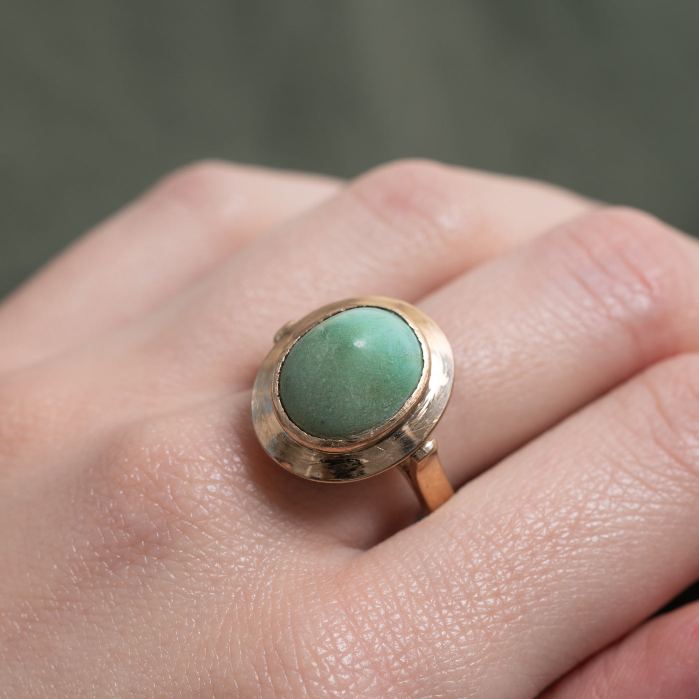 Bezel Set Cabochon Turquoise Cocktail Ring | 8.0ct | SZ 9.5 |