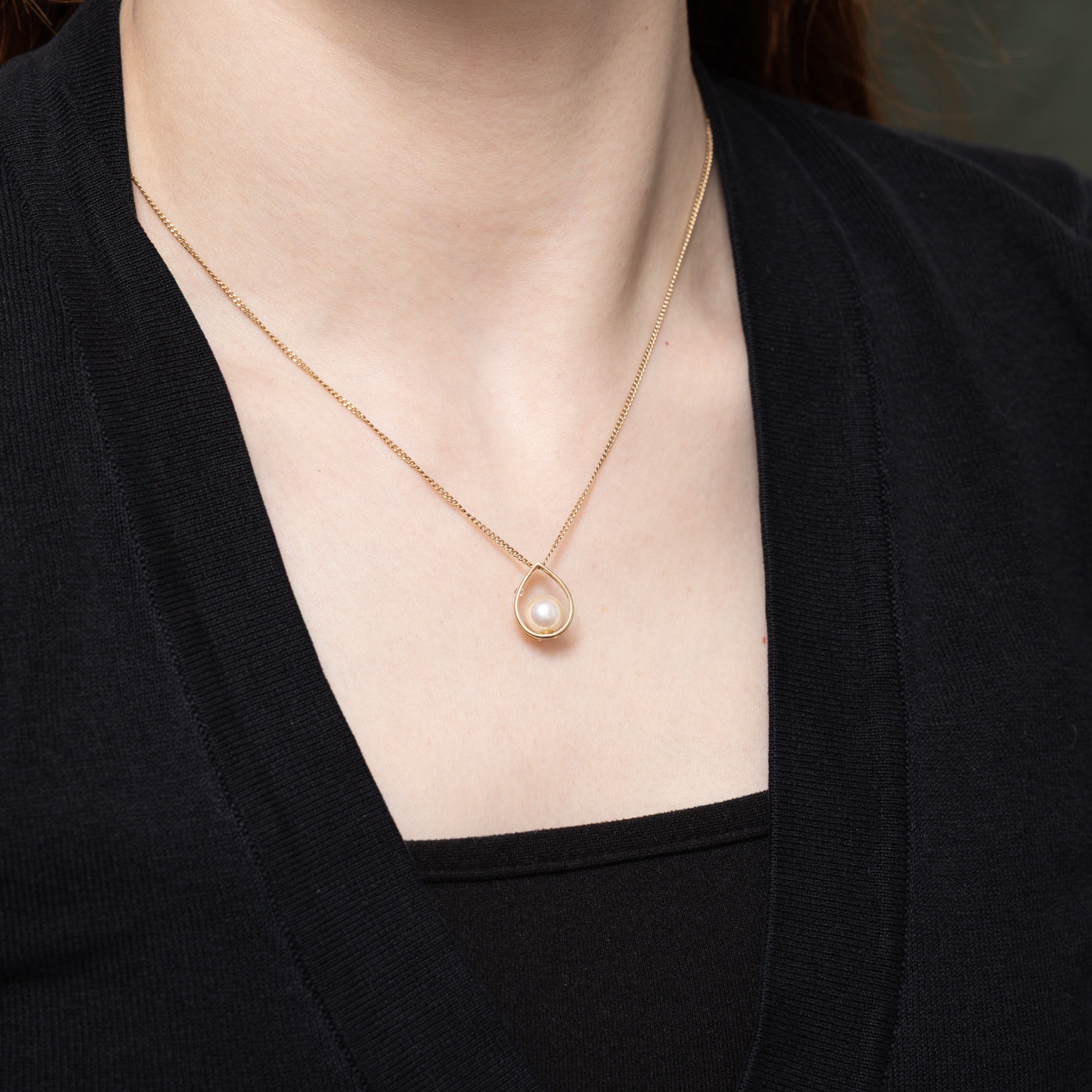 Pearl & Diamond Teardrop Pendant