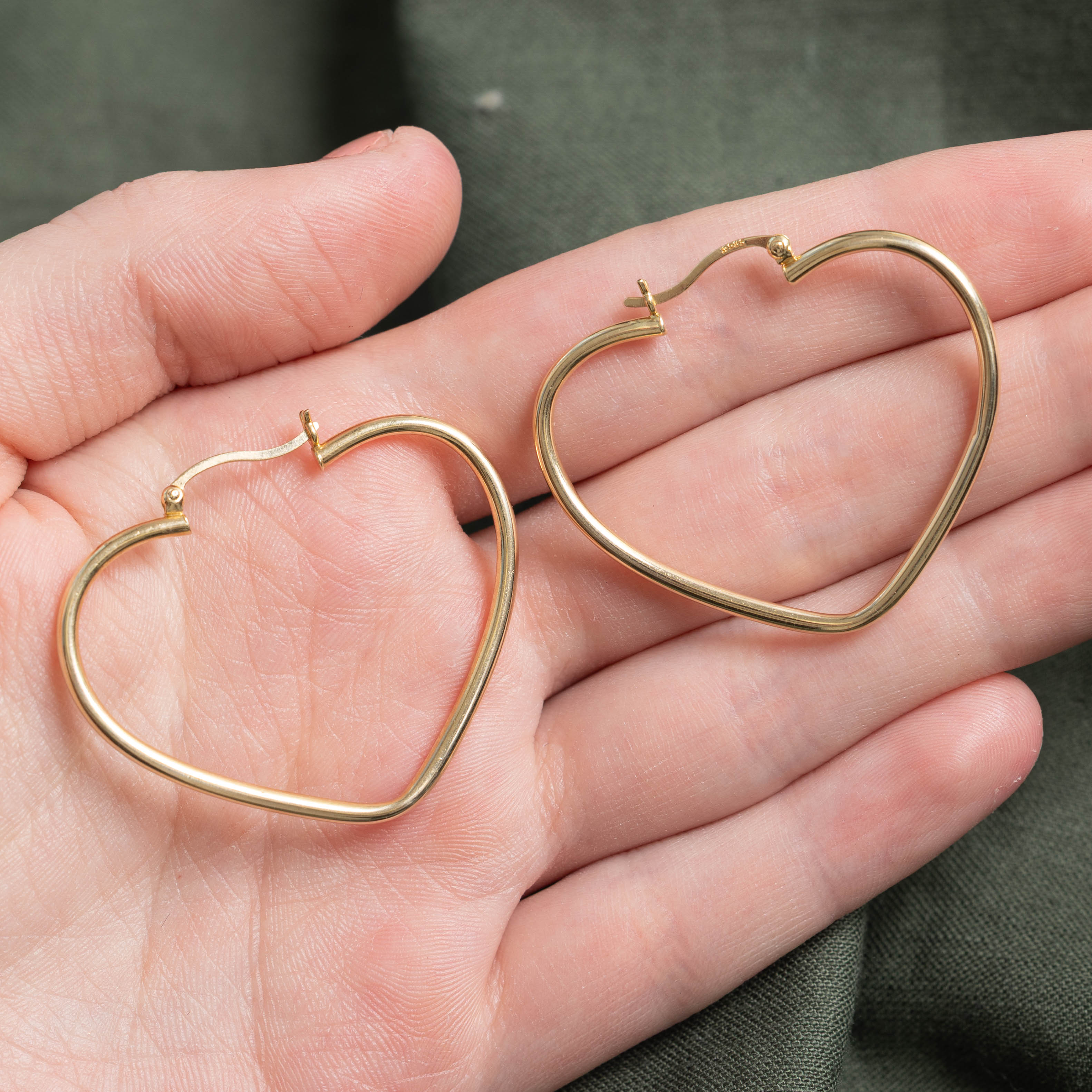 14k Heart Shaped Hoop Earrings