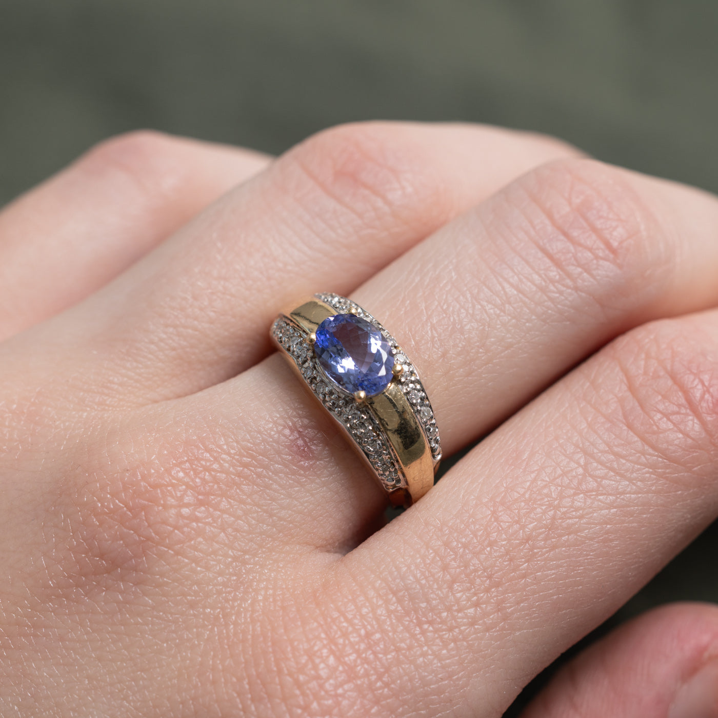 East West Tanzanite & Diamond Dome Ring | 1.0ct, 0.11ctw | SZ 6.25 |
