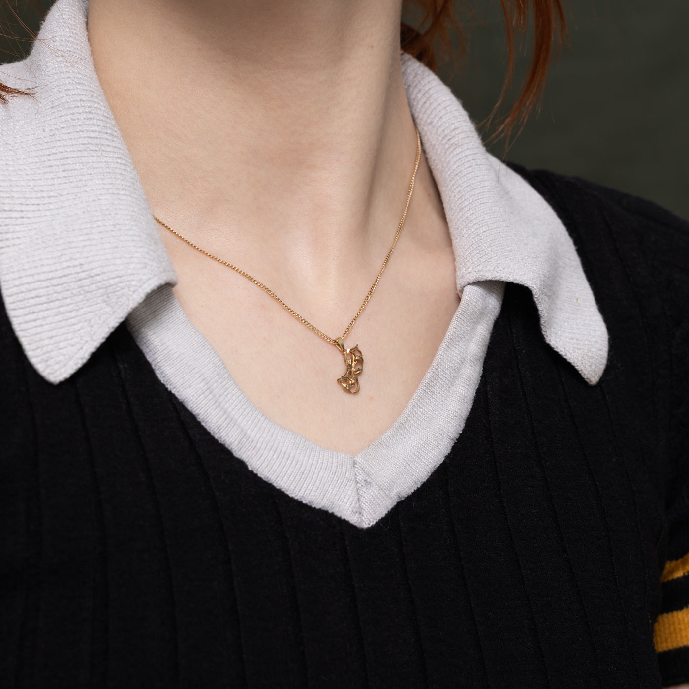 10k Yellow Gold Comedy & Tragedy Masks Pendant