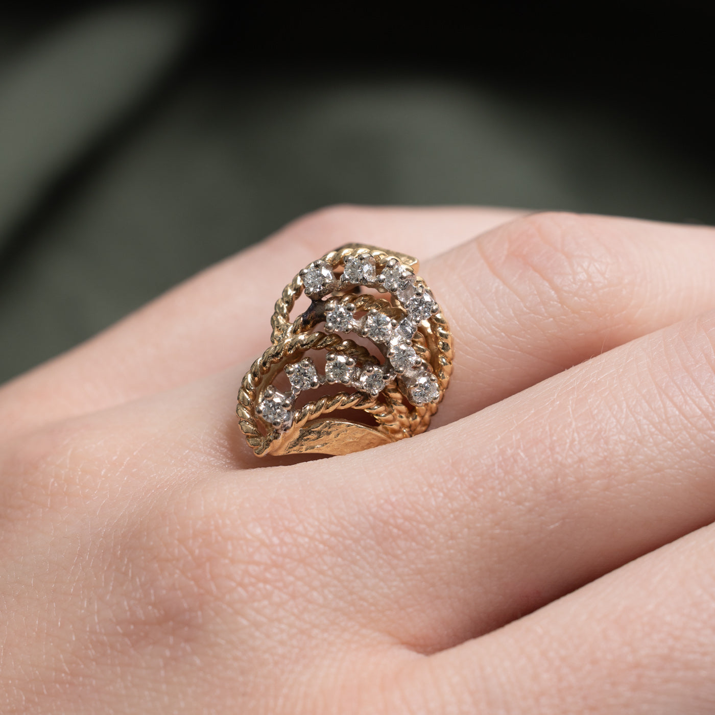 Scattered Diamond Rope Textured Cocktail Ring | 0.4ctw | SZ 6.0 |