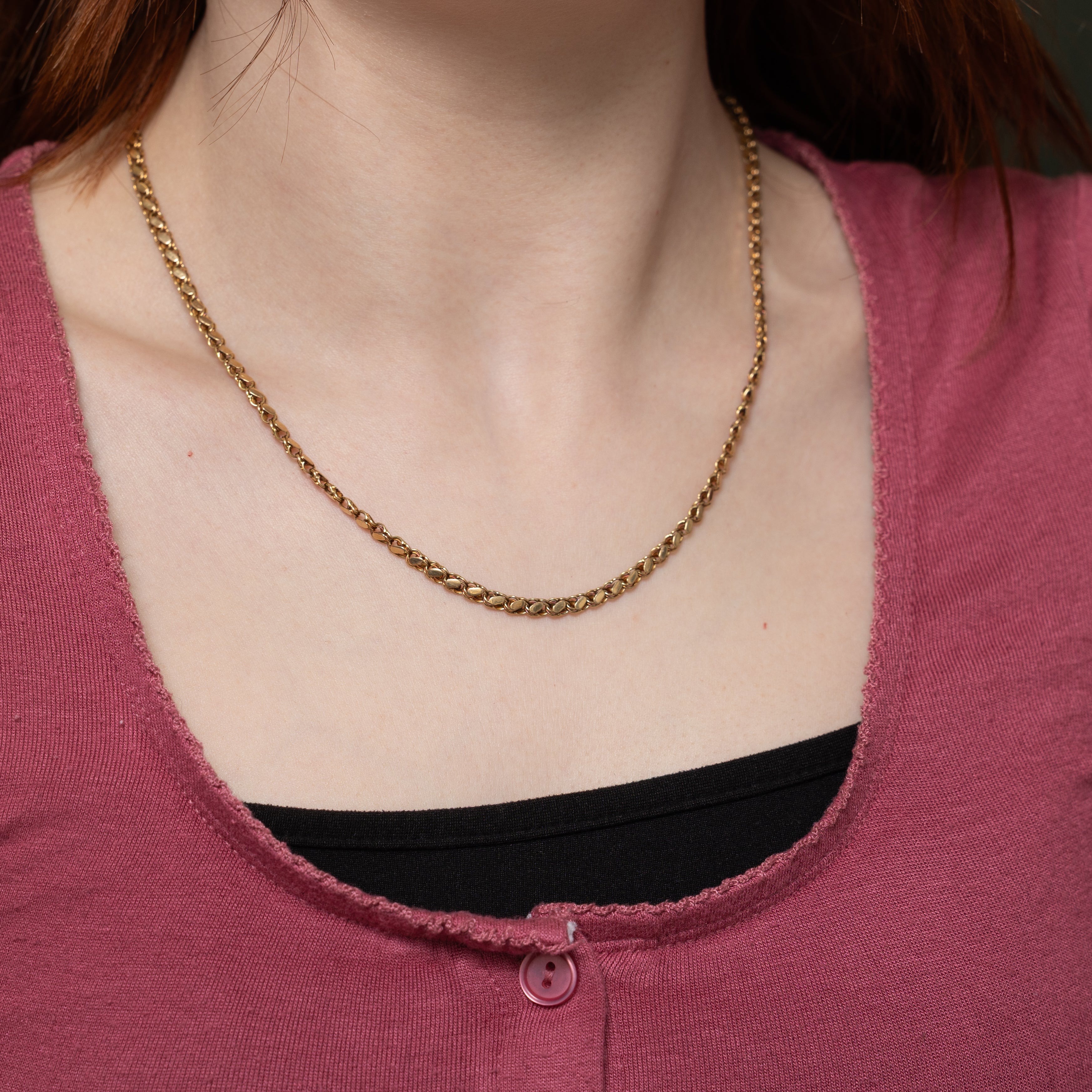 14k Yellow Gold Modified Flat Link Chain | 18"