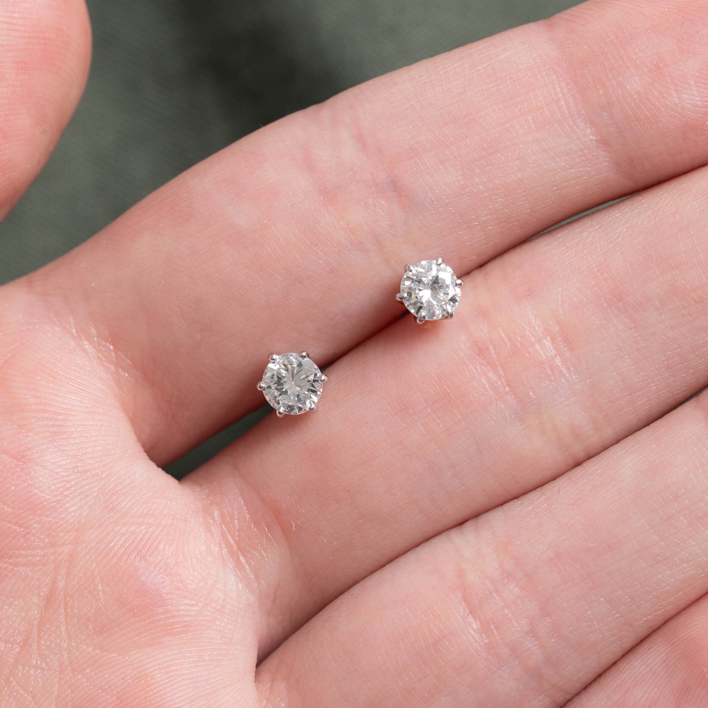 14k Solitaire Diamond Stud Earrings | 0.76ctw SI1/SI2 G/H
