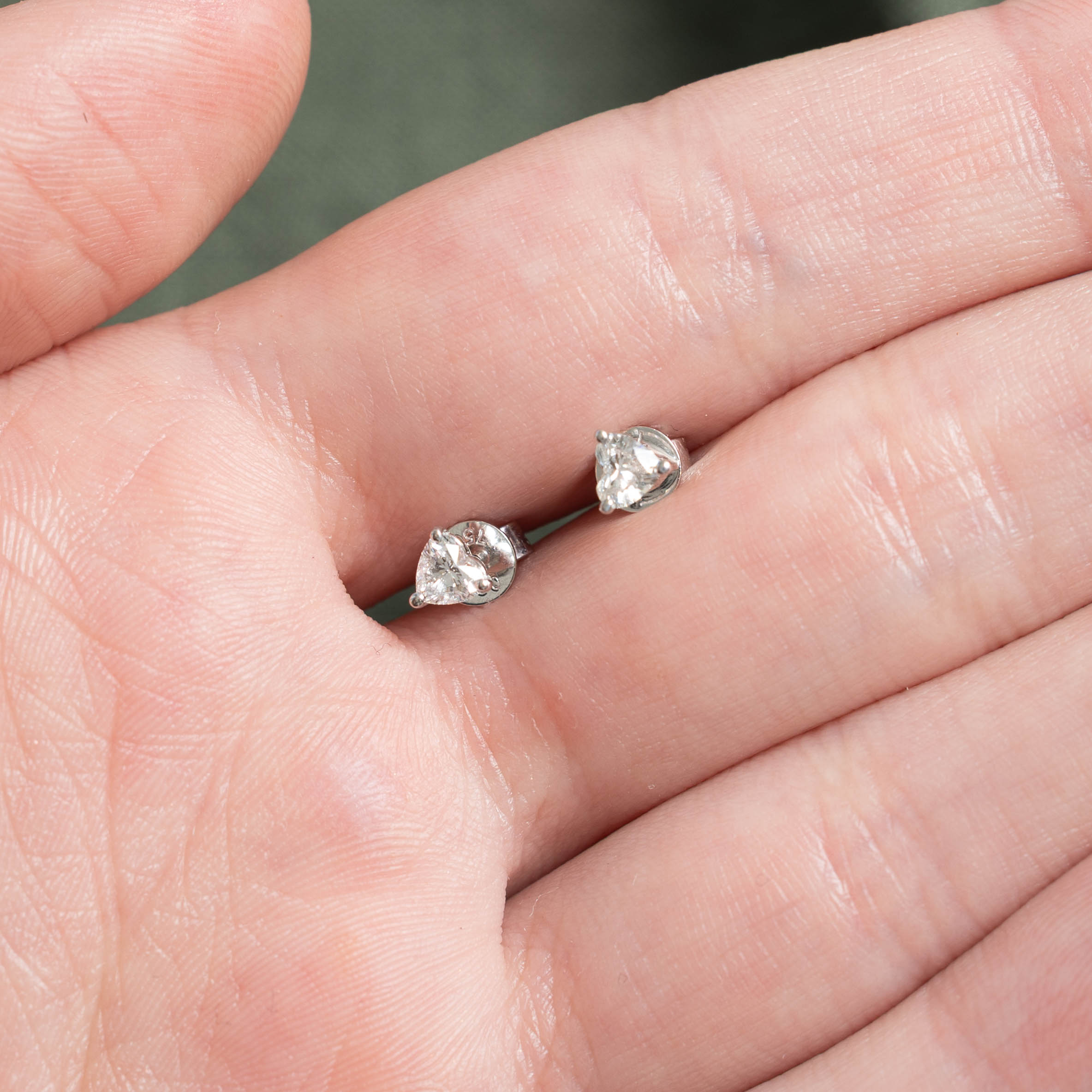 18k Heart Cut Diamond Studs | 0.52ctw