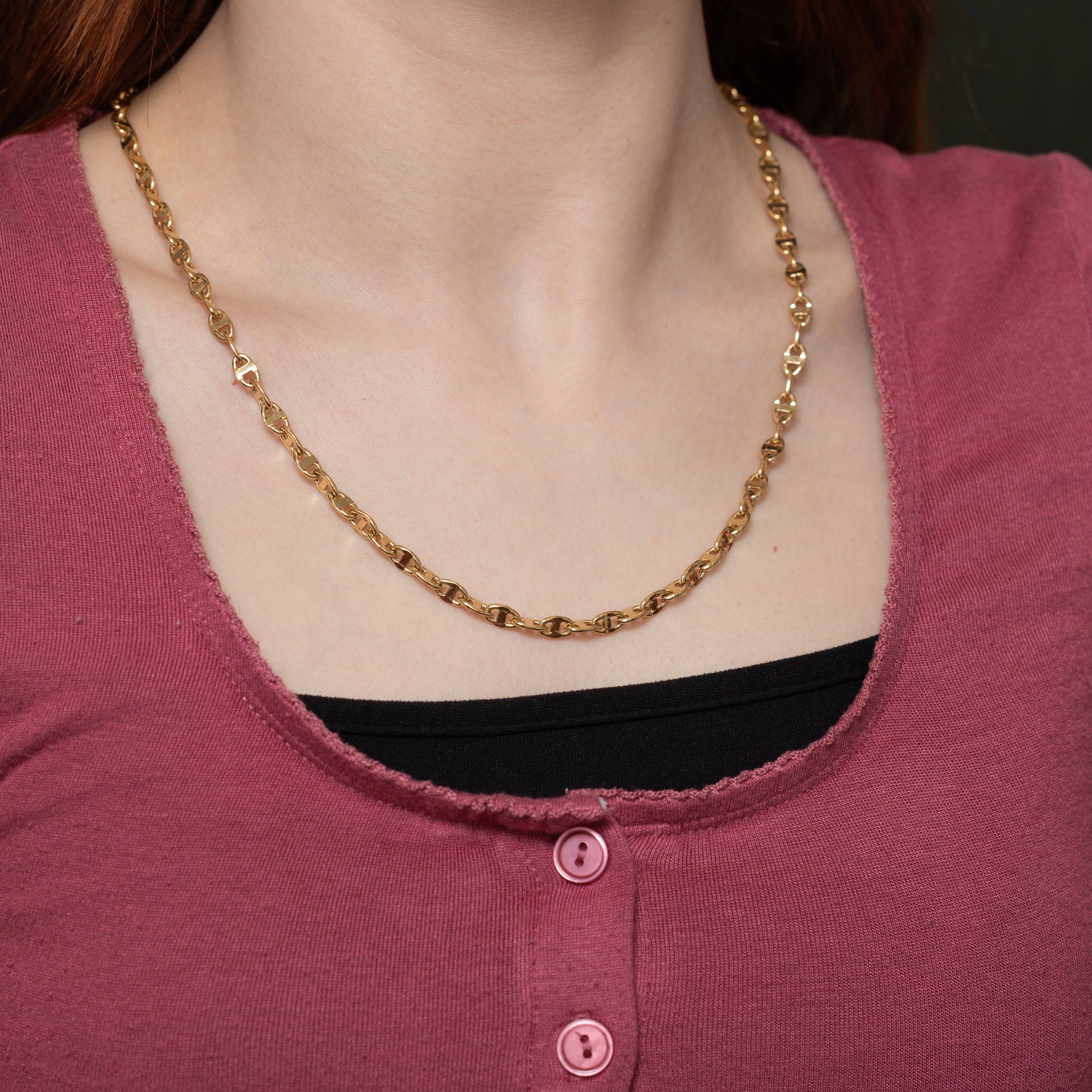 Retro Italian 18k Yellow Gold Anchor Chain | 22"