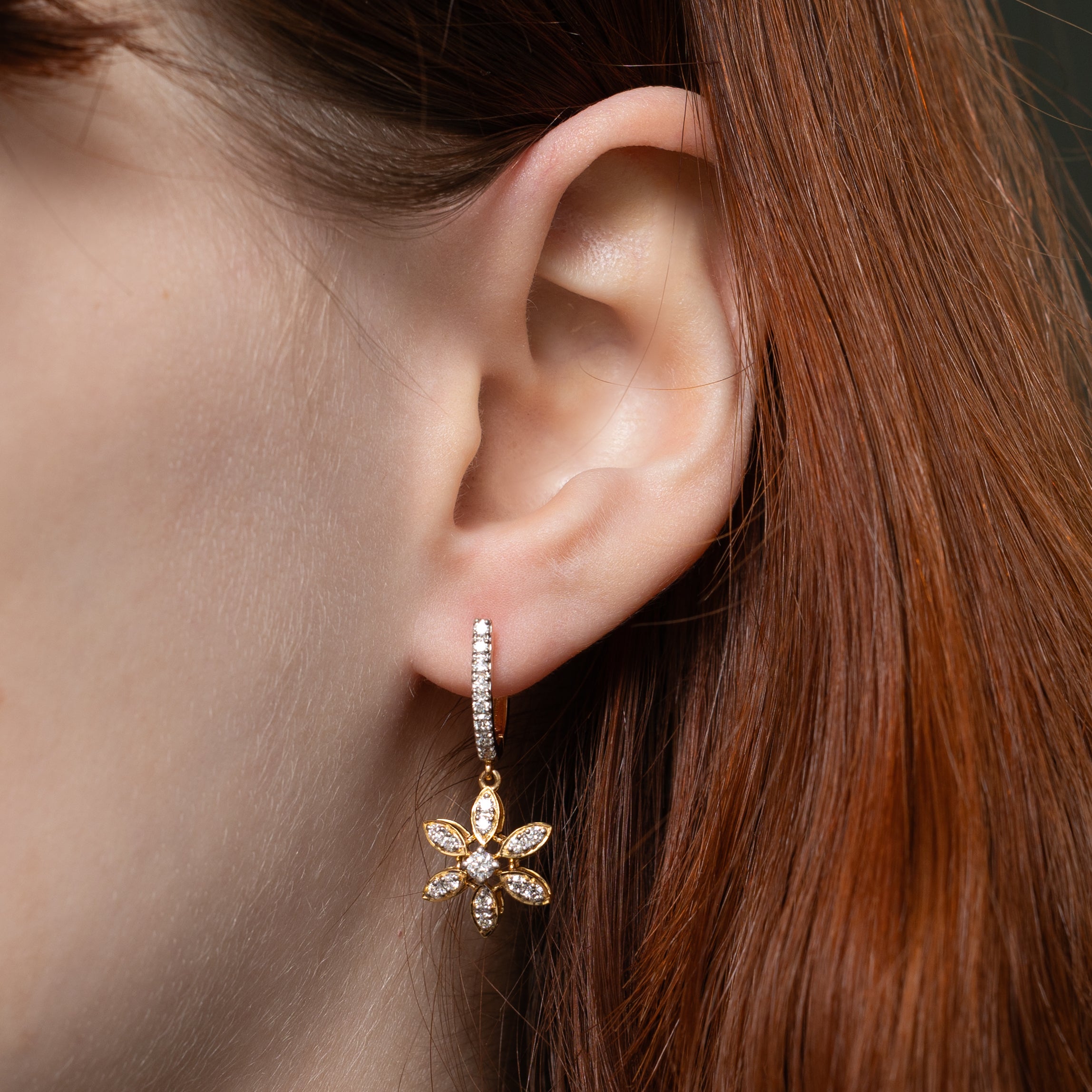 Diamond Jasmine Flower Drop Earrings | 0.61ctw