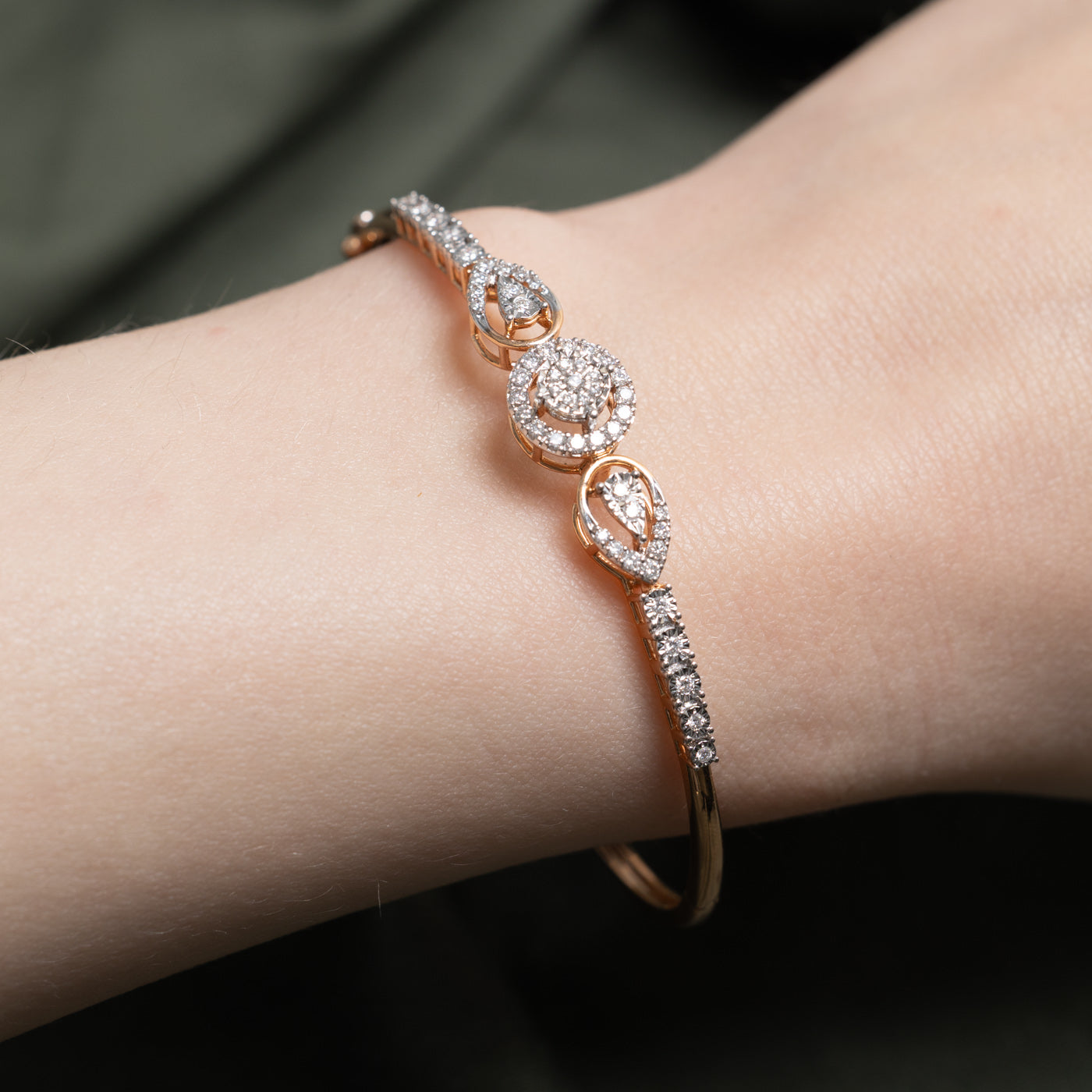 18k Diamond Cluster Openwork Bangle | 0.41ctw | 7"