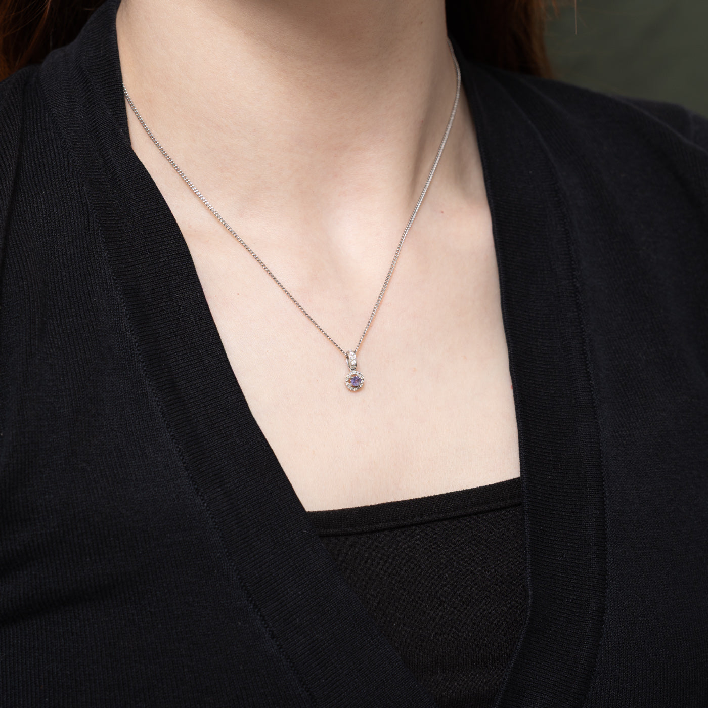 18k Tanzanite & Diamond Halo Pendant