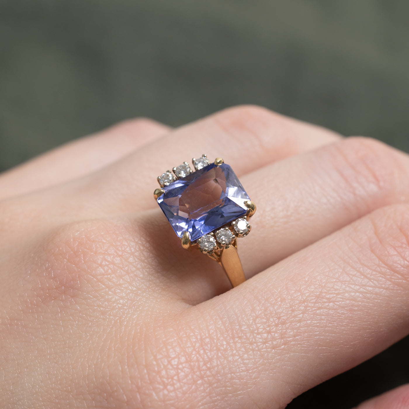 Sapphire & Diamond Accented Cocktail Ring | 6.7ct, 0.27ctw | SZ 8.75 |