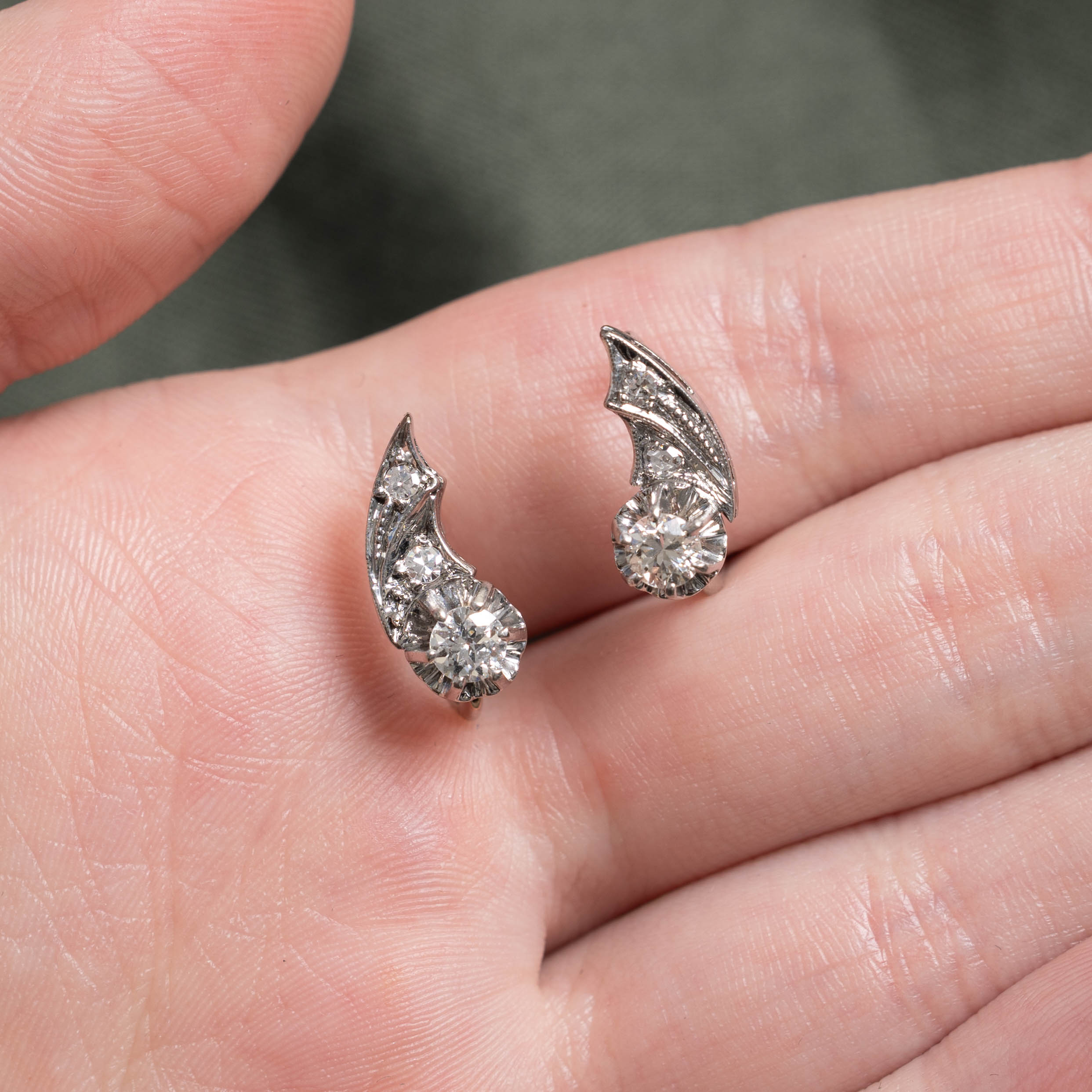 10k Illusion Set Diamond Teardrop Huggie Earrings | 0.31ctw
