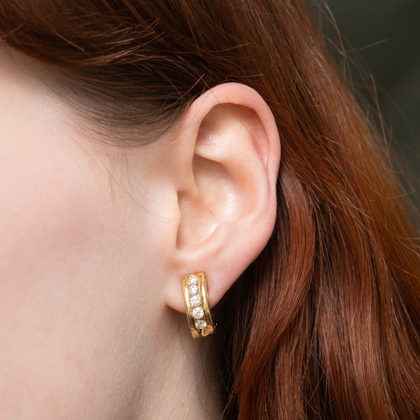 Channel Set Diamond Half Hoop Earrings | 1.0ctw |