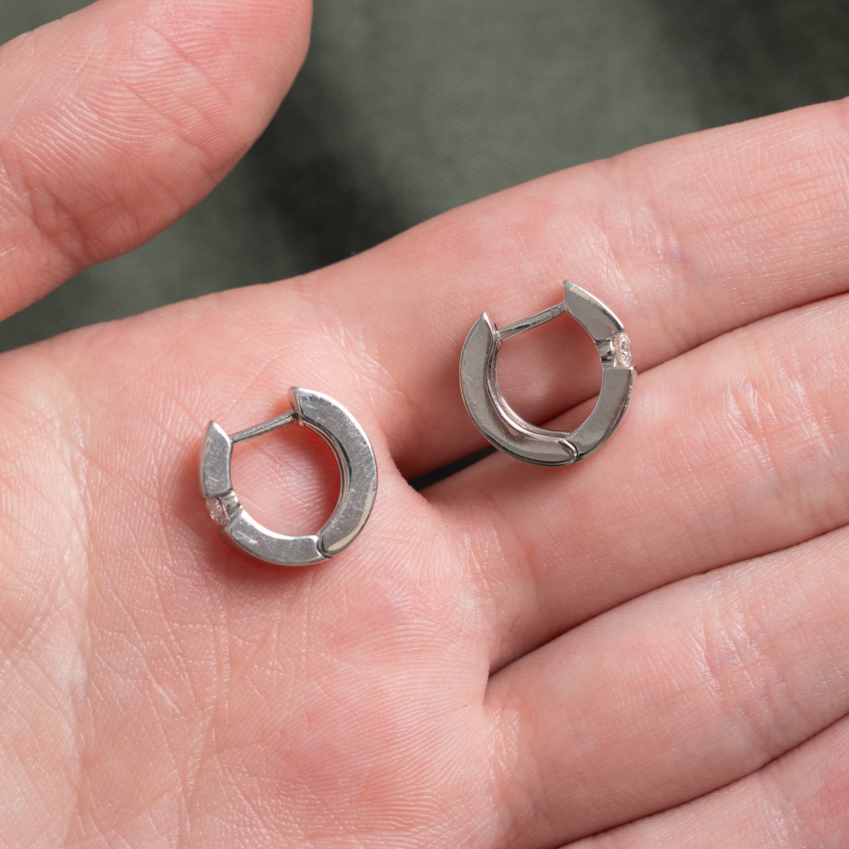 14k Tension Set Diamond Huggie Earrings | 0.22ctw