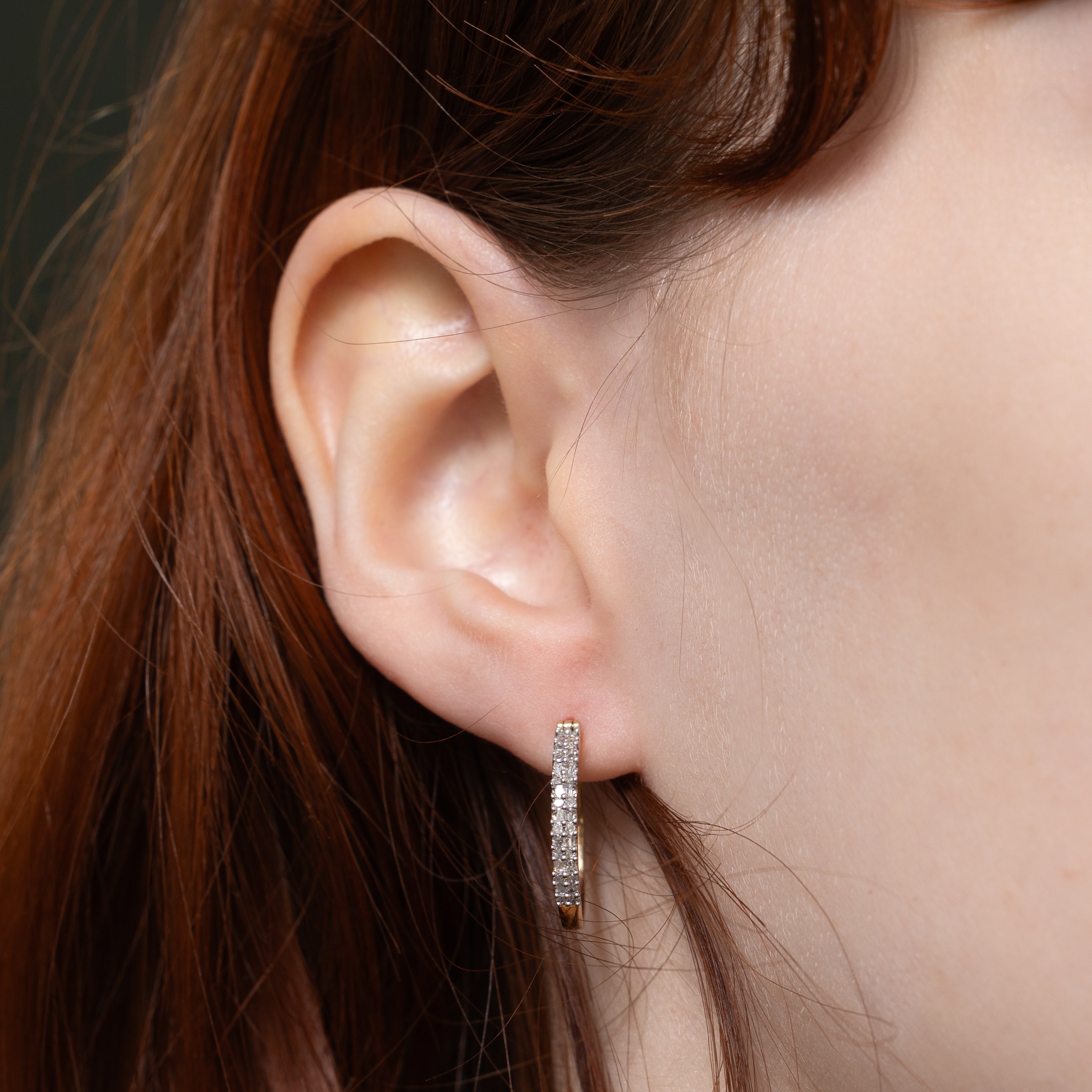 Double Row Diamond Hoop Earrings | 0.17ctw