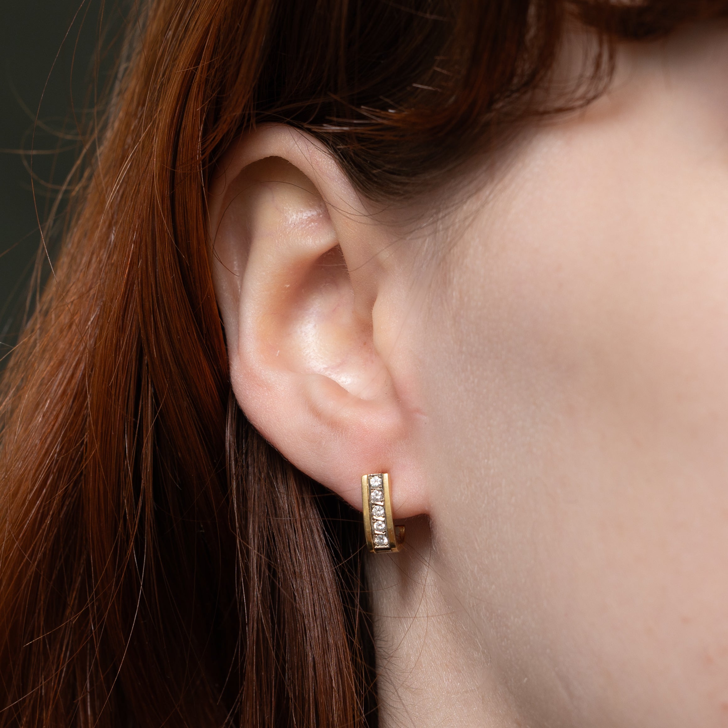 Diamond Column Half Huggie Earrings | 0.17ctw