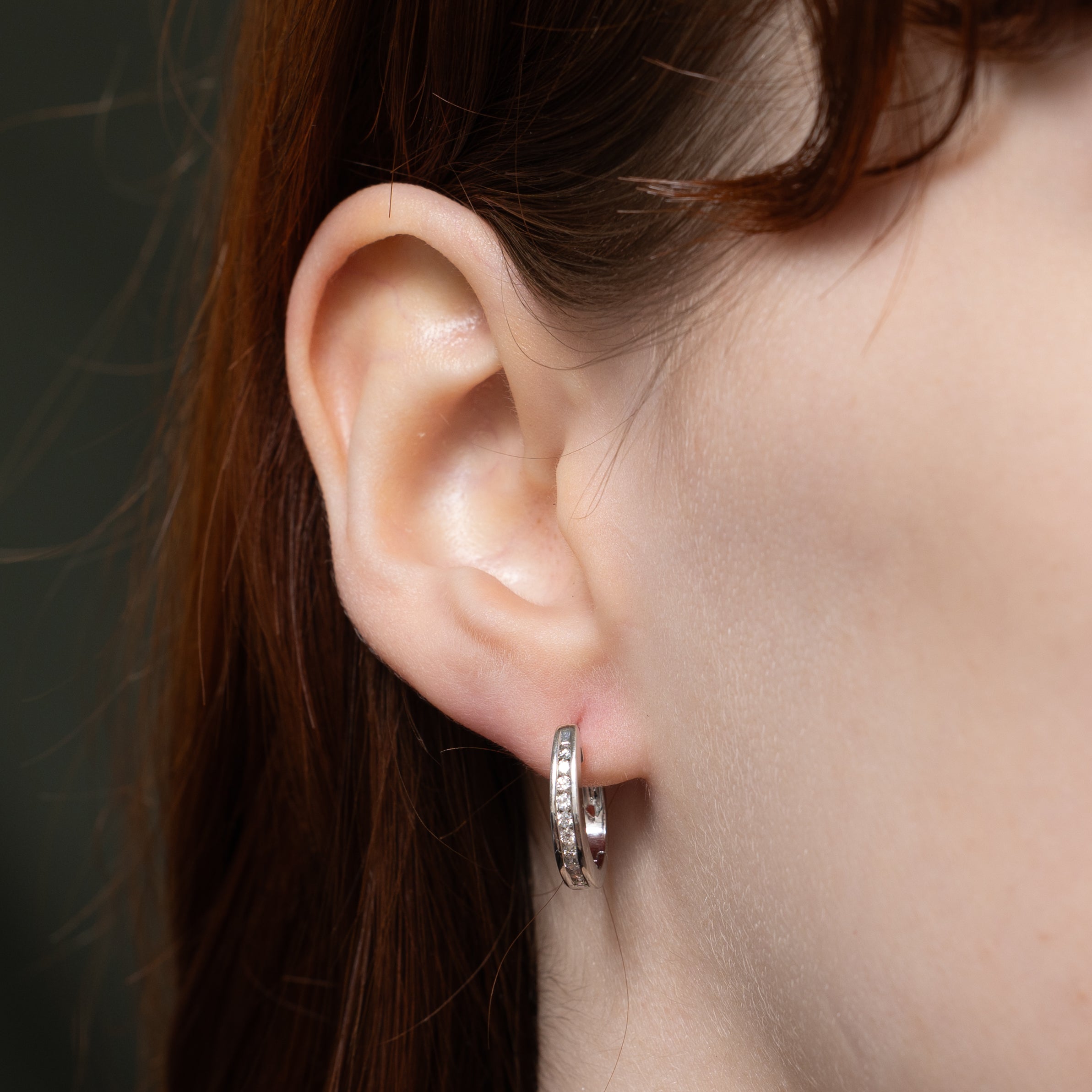 Channel Set Diamond Oblong Hoop Earrings | 0.30ctw