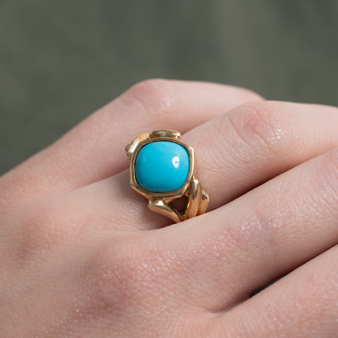 Bezel Set Turquoise Grooved Cocktail Ring | 2.5ct | SZ 5.25 |