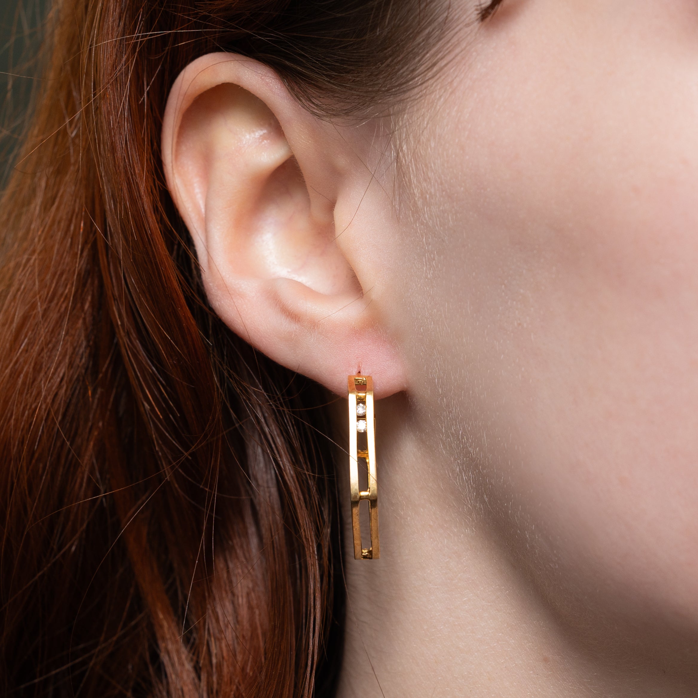 Tension Set Diamond Hexagon Hoop Earrings | 0.11ctw