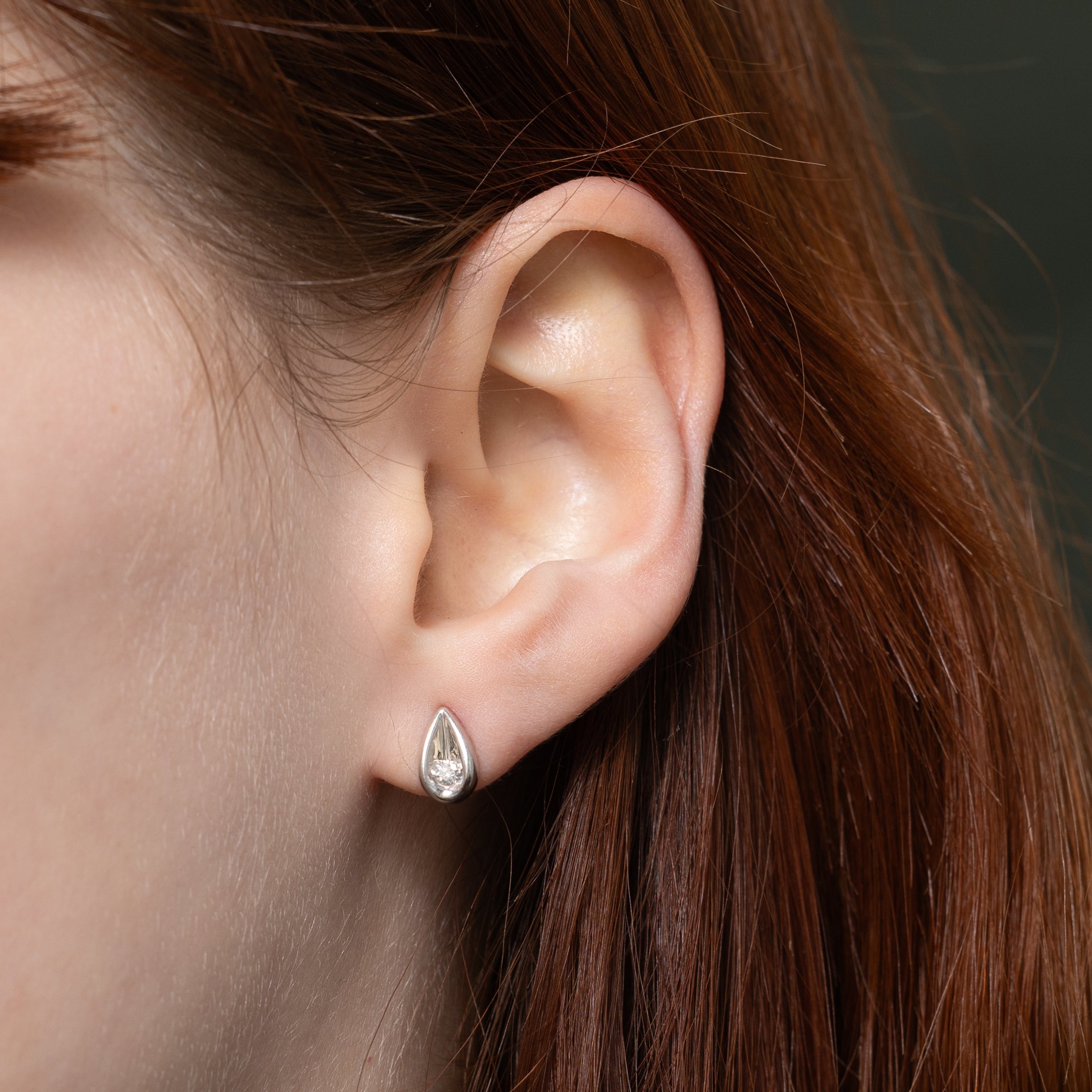 Diamond Pear Shaped Stud Earrings | 0.09ctw