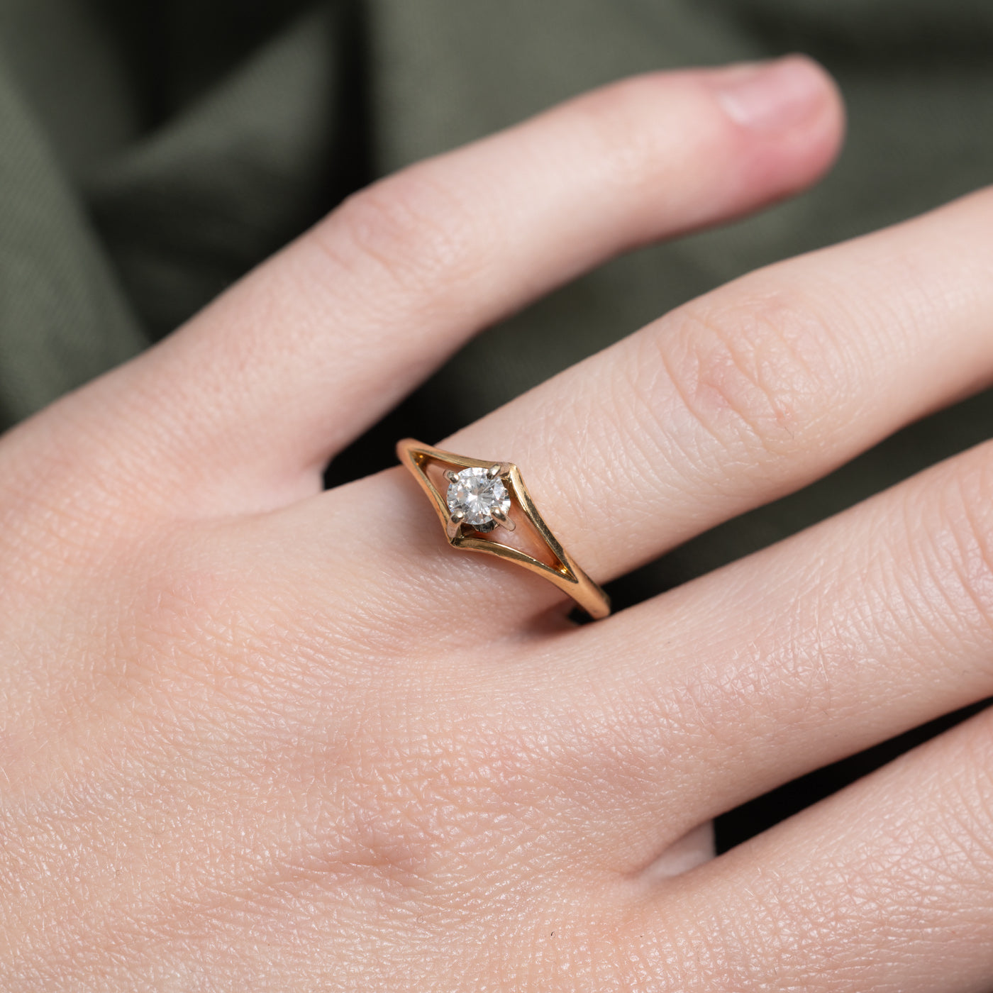 Solitaire Diamond Geometric Tapered Ring | 0.24ct | SZ 6.0 |