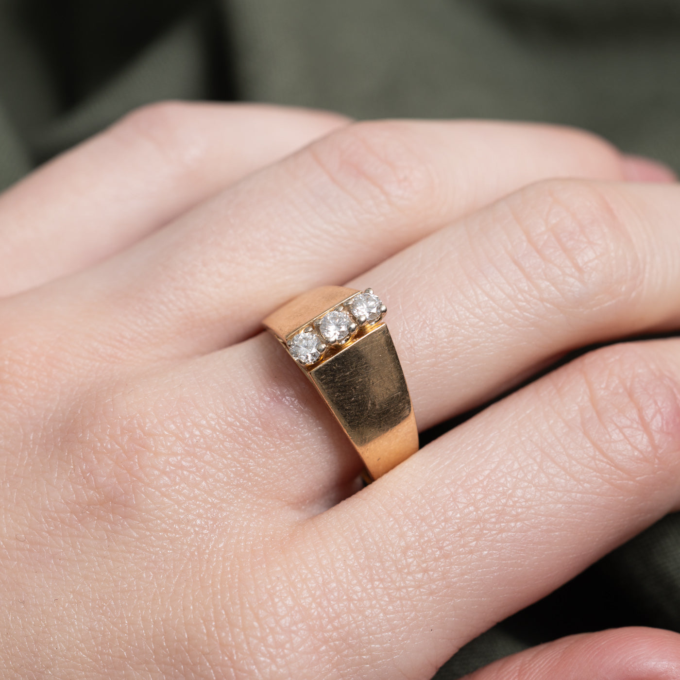 Three Stone Diamond Column Ring | 0.31ctw | SZ 8.25 |