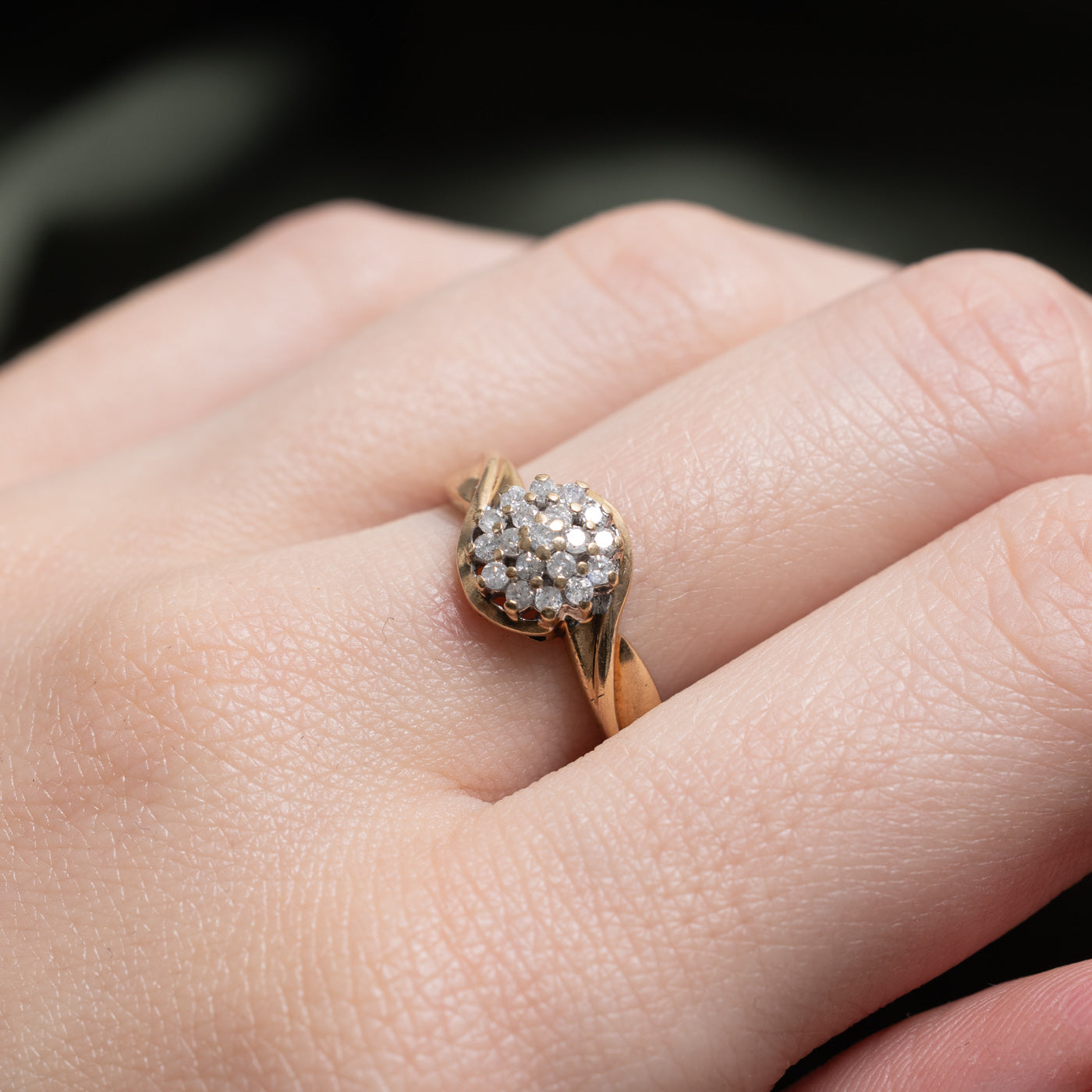 Diamond Cluster Bypass Ring | 0.25ctw | SZ 7.25 |