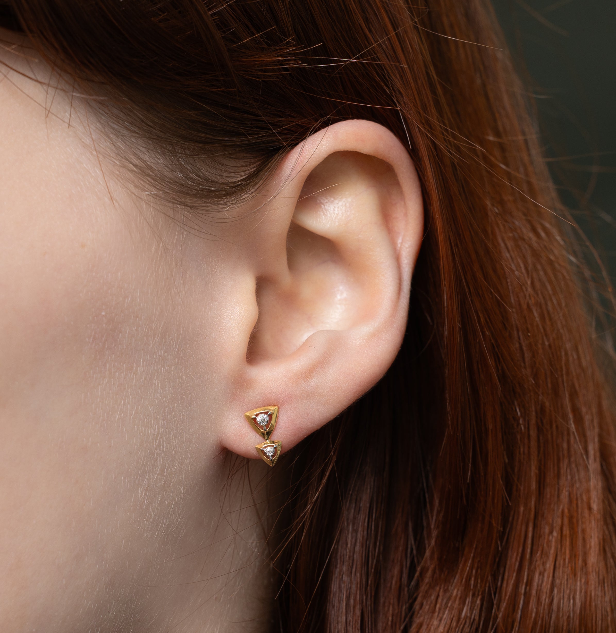 Diamond Double Triangle Stud Earrings | 0.02ctw