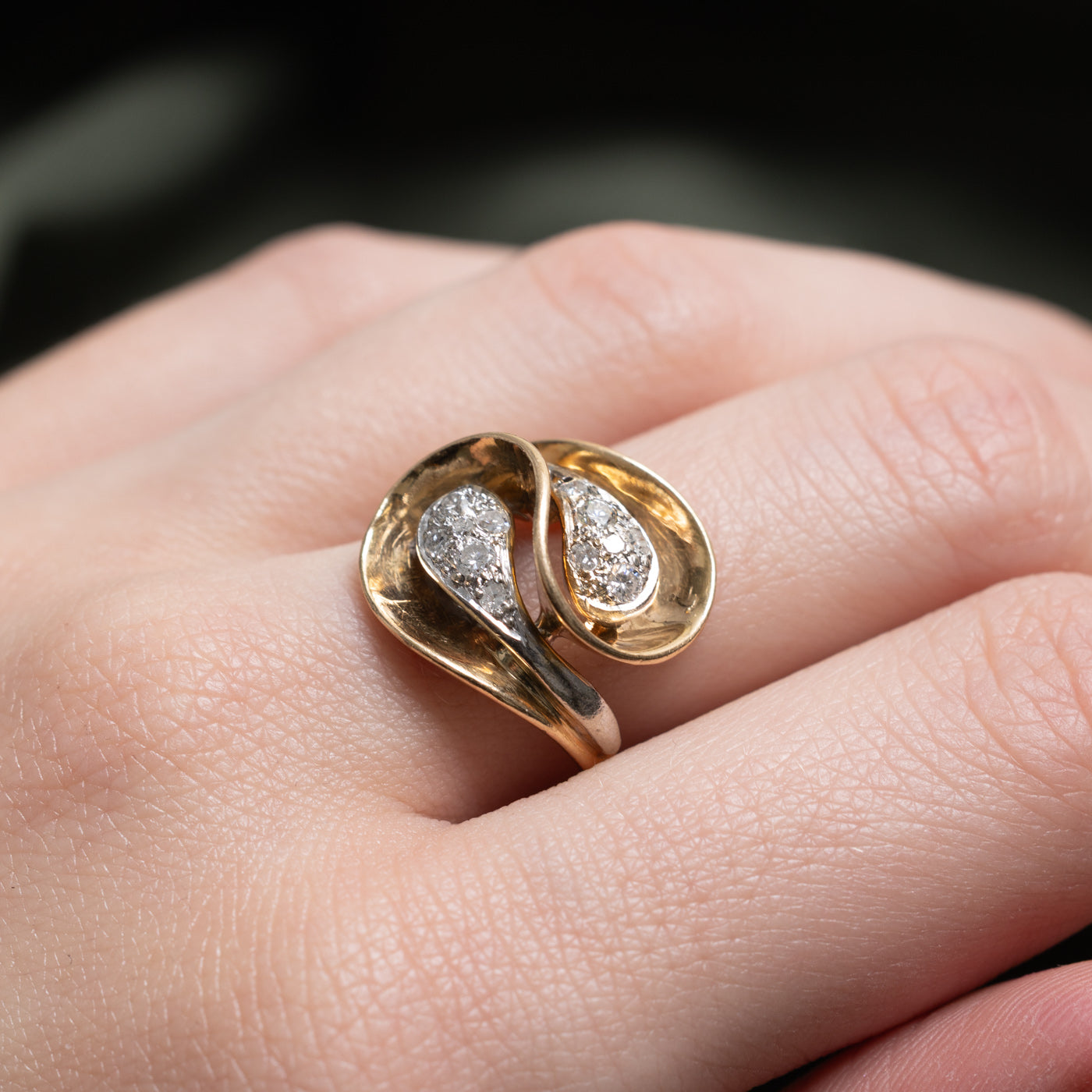 Diamond Abstract Bypass Cocktail Ring | 0.3ctw | SZ 7.25 |