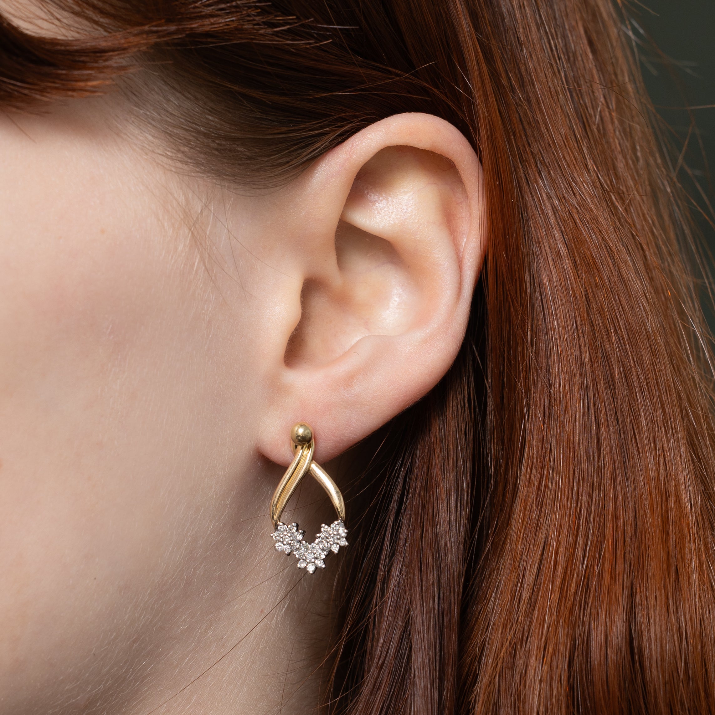 Diamond Petal Cluster Teardrop Drop Earrings | 0.43ctw