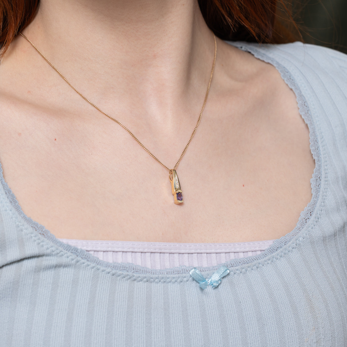 Semi Bezel Tanzanite & Diamond Drop Pendant | 0.35ct, 0.04ctw |