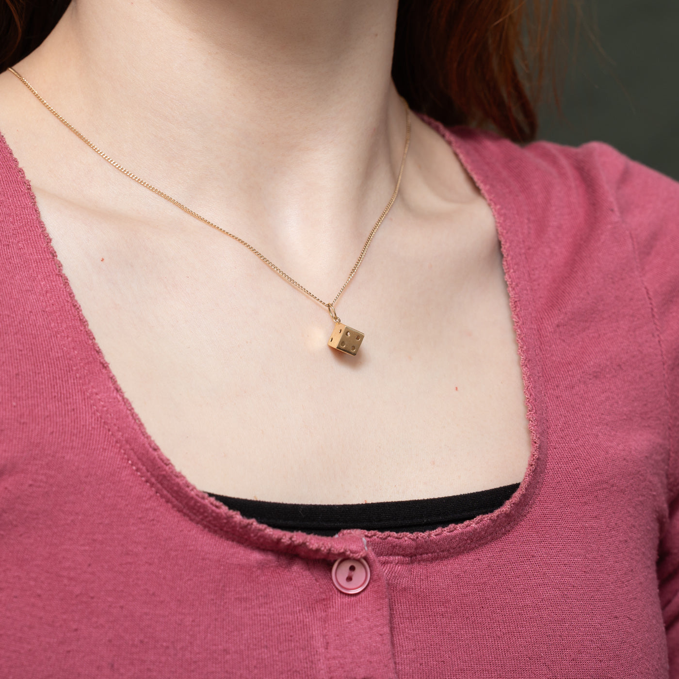 14k Yellow Gold Six Sided Dice Charm