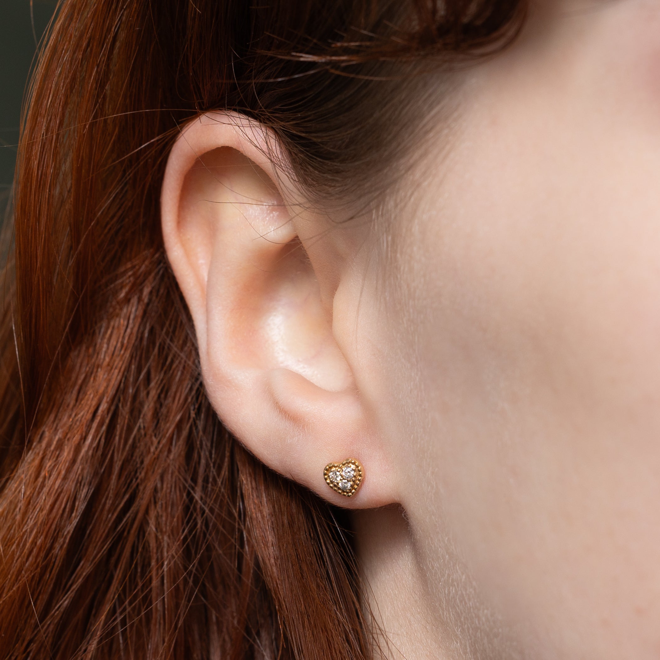 Diamond Milgrain Heart Stud Earrings | 0.09ctw