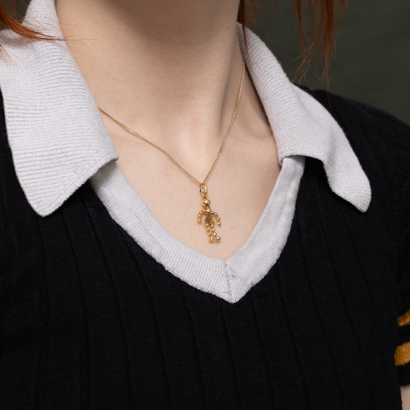 18k Yellow Gold Stick Figure Girl Charm