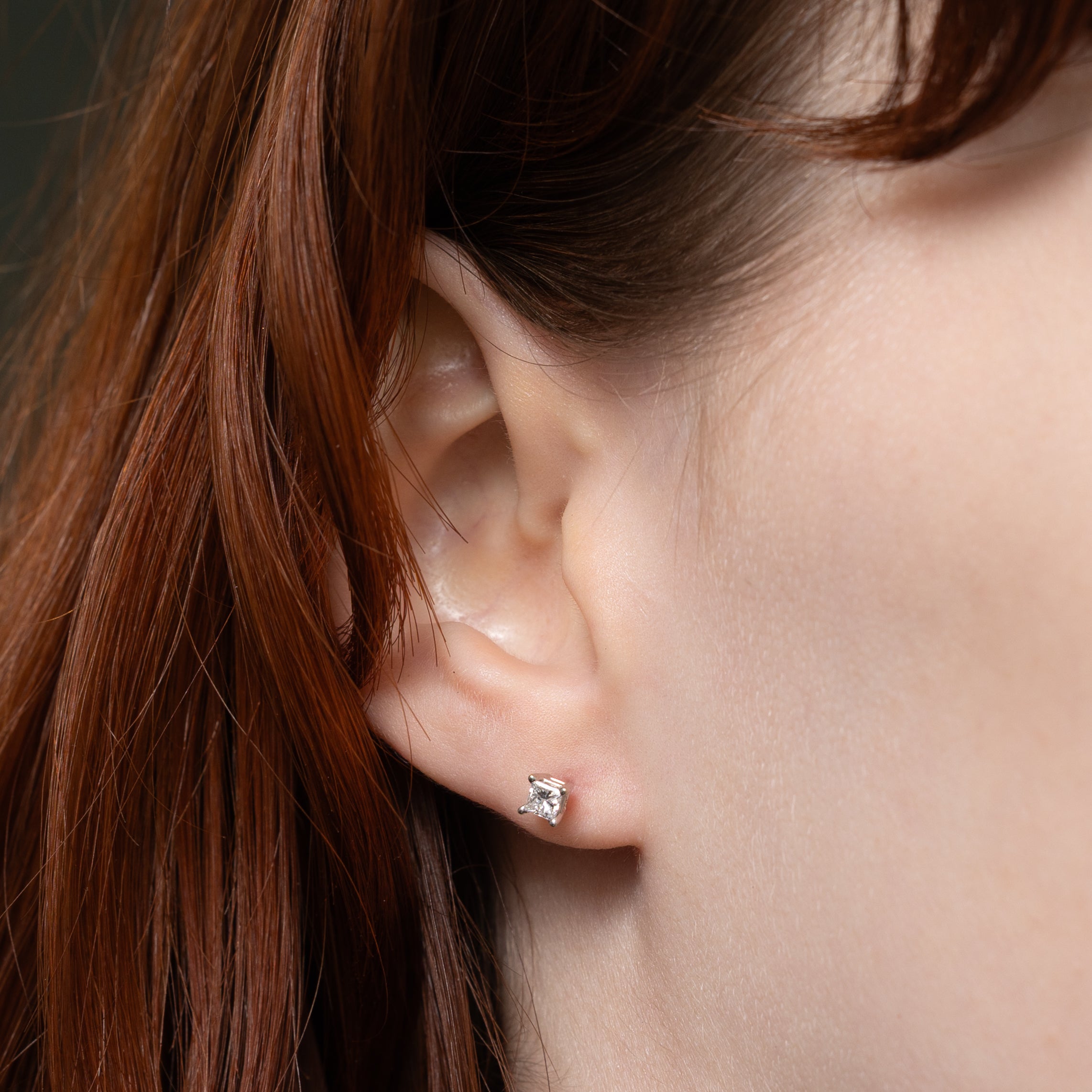 Solitaire Princess Cut Diamond Stud Earrings | 0.31ctw