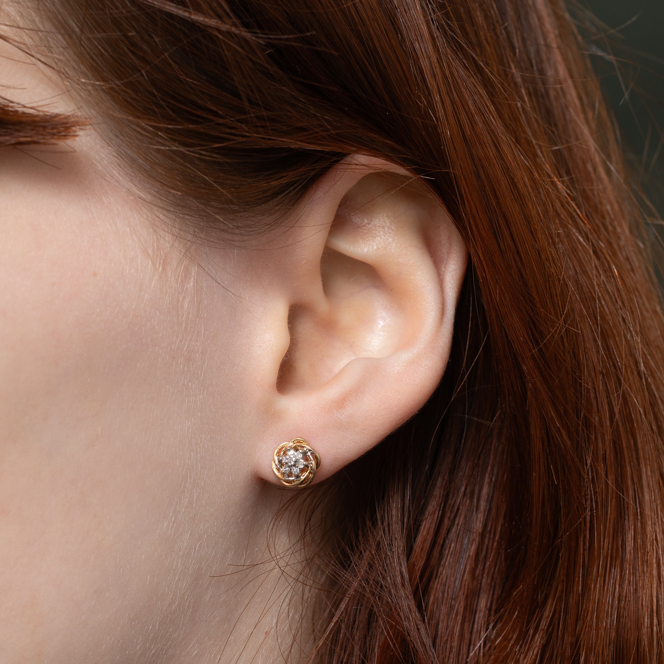 Diamond Cluster Knot Stud Earrings | 0.07ctw