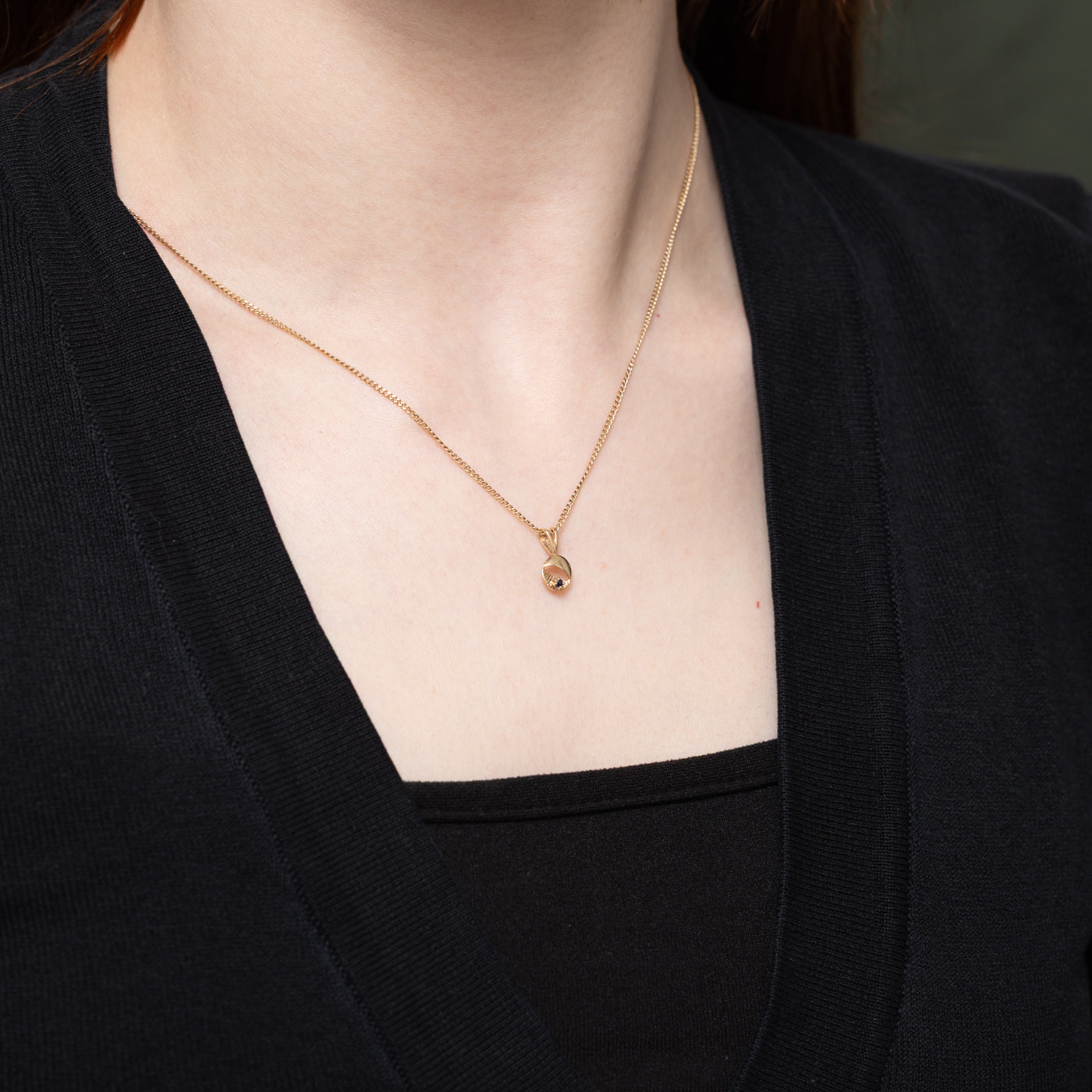 Sapphire Textured Circle Pendant